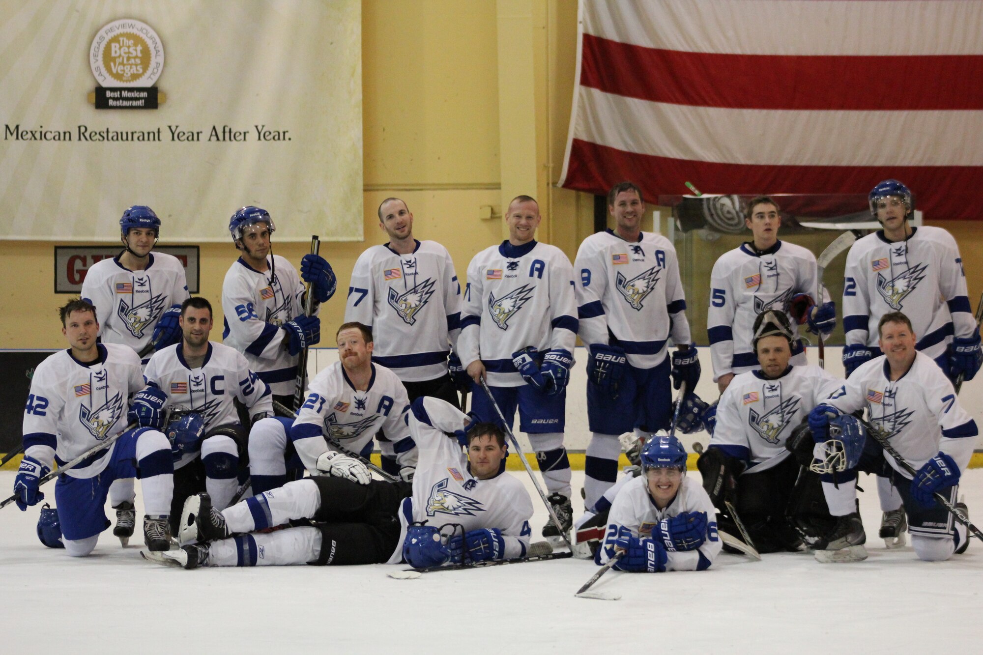 The Fairchild Falcons won the Armed Forces Tournament out of 26 teams, in Las Vegas, Nov. 7 to 10, 2013. The team president, Staff Sgt. Cody Engelke, said they competed against very talented military teams throughout the tournament. He added it was nice to come out on top and put Fairchild on the hockey map. (Courtesy Photo)