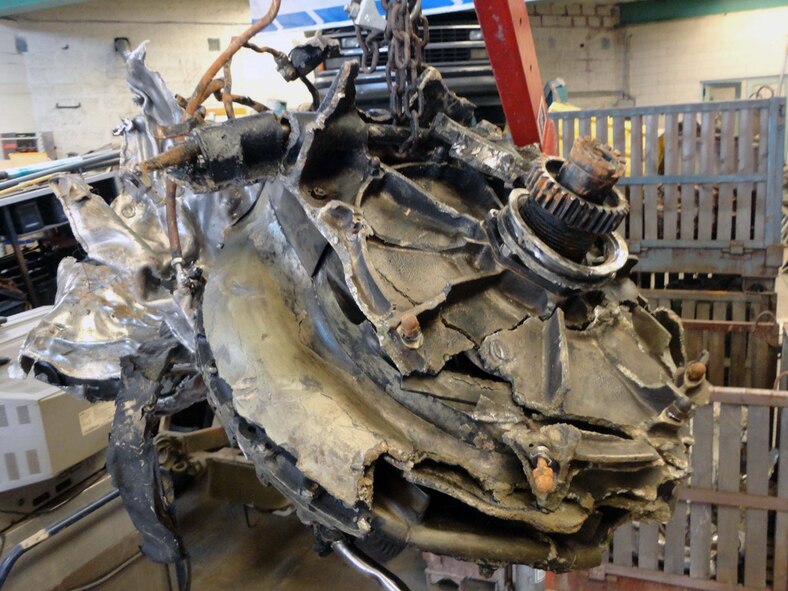 A turbo piece to a P-51 Mustang aircraft that belonged to the 335th Fighter Squadron was involved in a mid-air collision during World War II (WWII). Wings of Memory, an organization dedicated to recovering military aircraft remnants from WWII, recently excavated parts from the same P-51 in Belgium and will donate parts to the 335th FS, Seymour Johnson Air Force Base, for historical preservation. (Courtesy Photo)