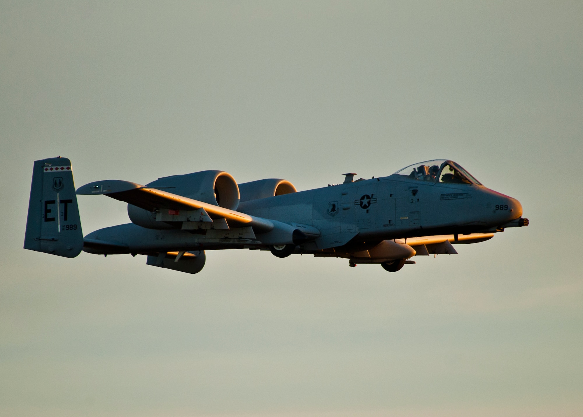 An A-10 Thunderbolt II, from the 40th Flight Test Squadron, executes a strafing run during a training mission on the Eglin Air Force Base, Fla., range Dec. 10.  The pilot also fired the 30mm cannon on multiple diving passes and completed two strafing runs during the afternoon sortie.  (U.S. Air Force photo/Samuel King Jr.)