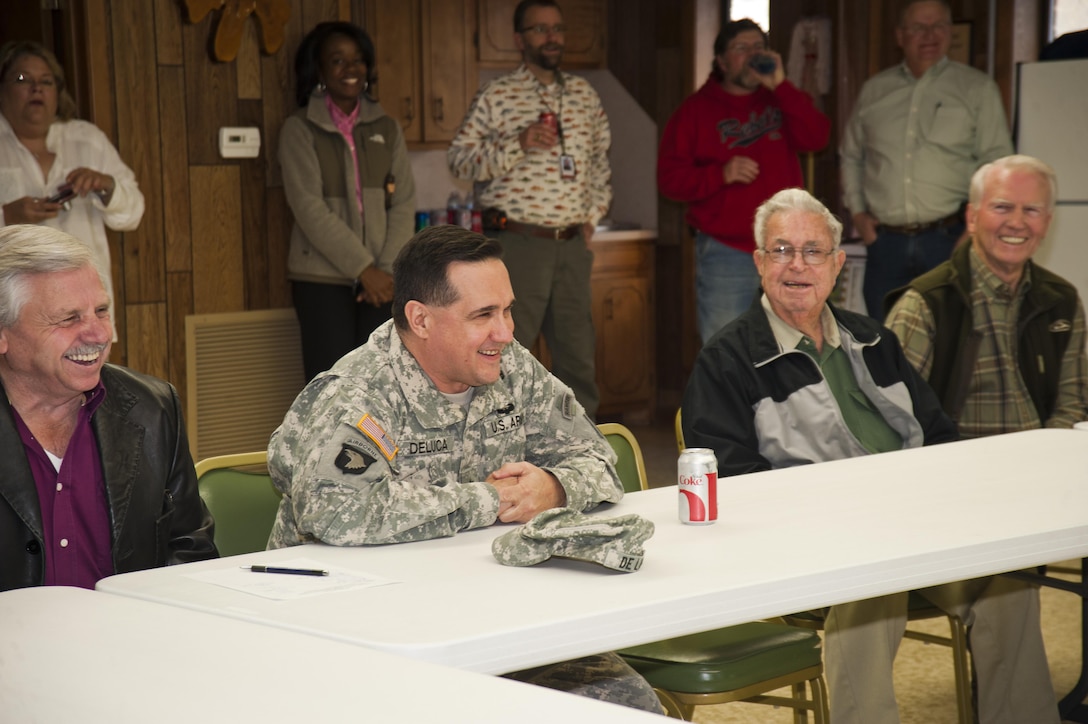 During his visit to USACE Memphis District Dec. 11, USACE Mississippi Valley Division Commander Brig. Gen. Pete DeLuca (center) met with members of the White River Irrigation District and the White River Coalition. The WRID is project sponsors for the ongoing work at the Grand Prairie project at DeValls Bluff, Ark. (USACE Photo/Brenda Beasley)