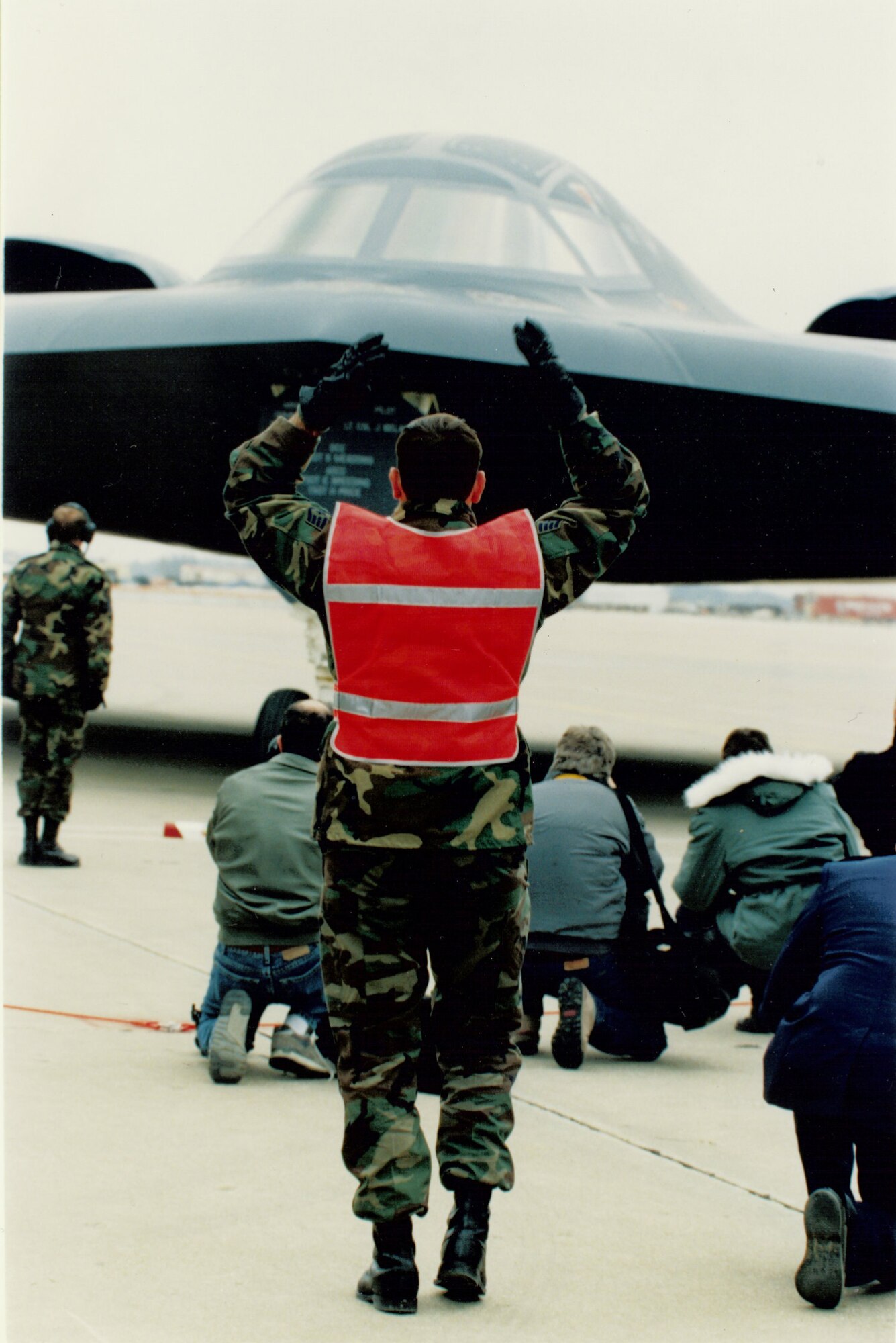 The Spirit of Missouri taxis down the Whiteman flightline for the first time upon its arrive here, Dec. 17, 1993. Whiteman has been home to the B-2 base for 20 years. (U.S. Air Force photo) 
 
