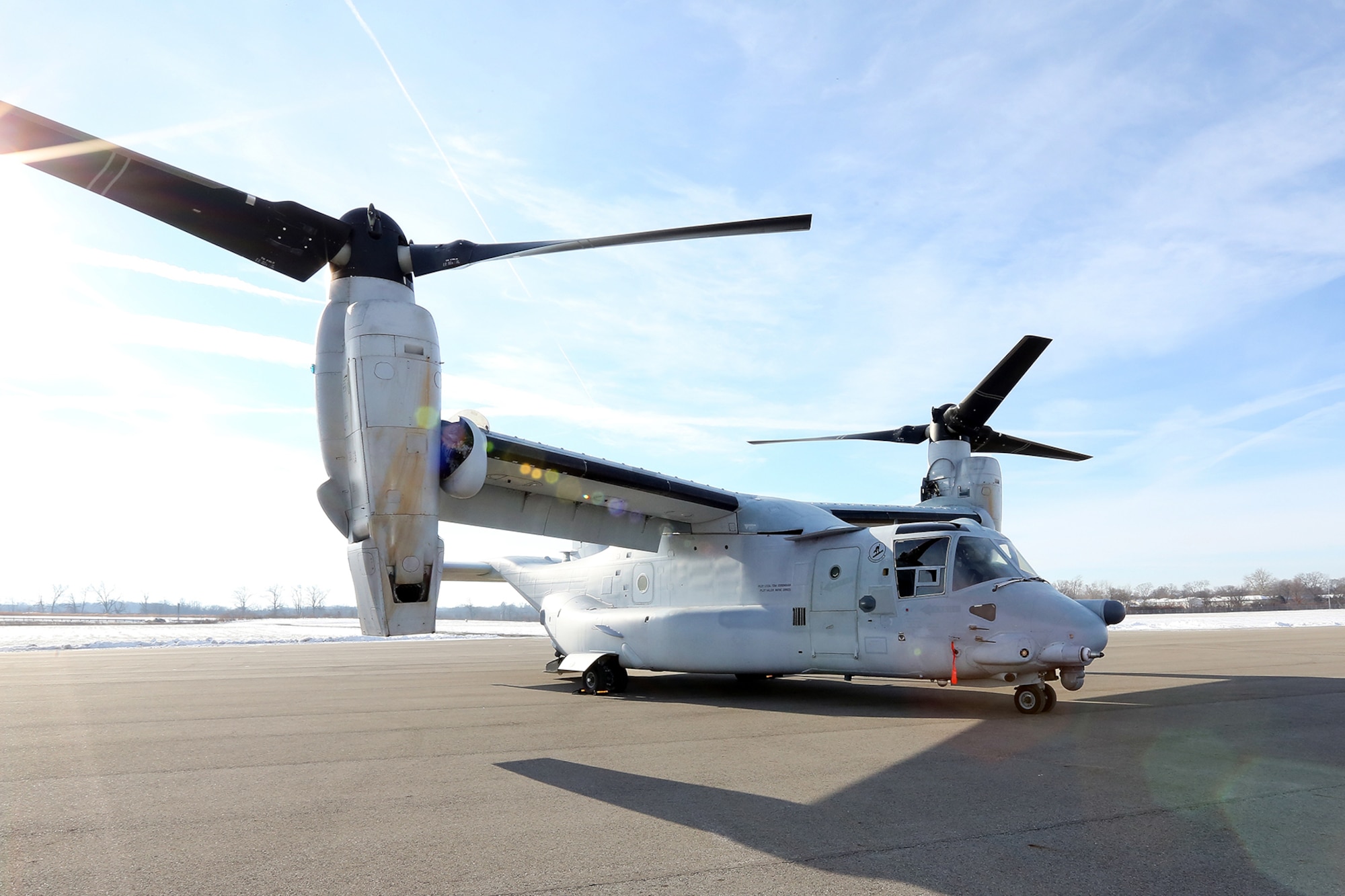 DAYTON, Ohio -- The Bell-Boeing CV-22B Osprey landed at the National Museum of the U.S. Air Force on Dec. 12, 2013. (U.S. Air Force photo by Don Popp)