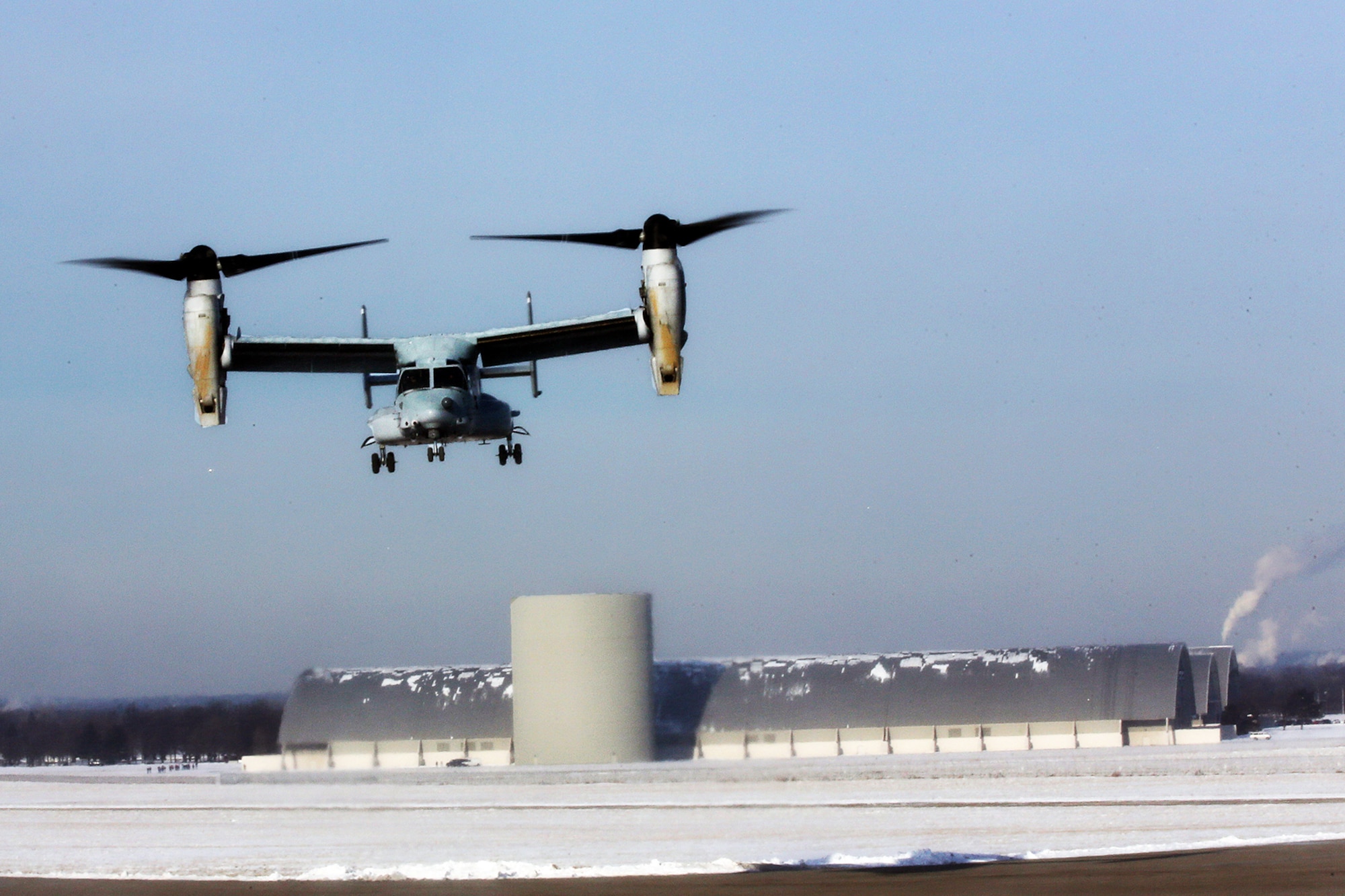 DAYTON, Ohio -- The Bell-Boeing CV-22B Osprey landed at the National Museum of the U.S. Air Force on Dec. 12, 2013. (U.S. Air Force photo by Don Popp)