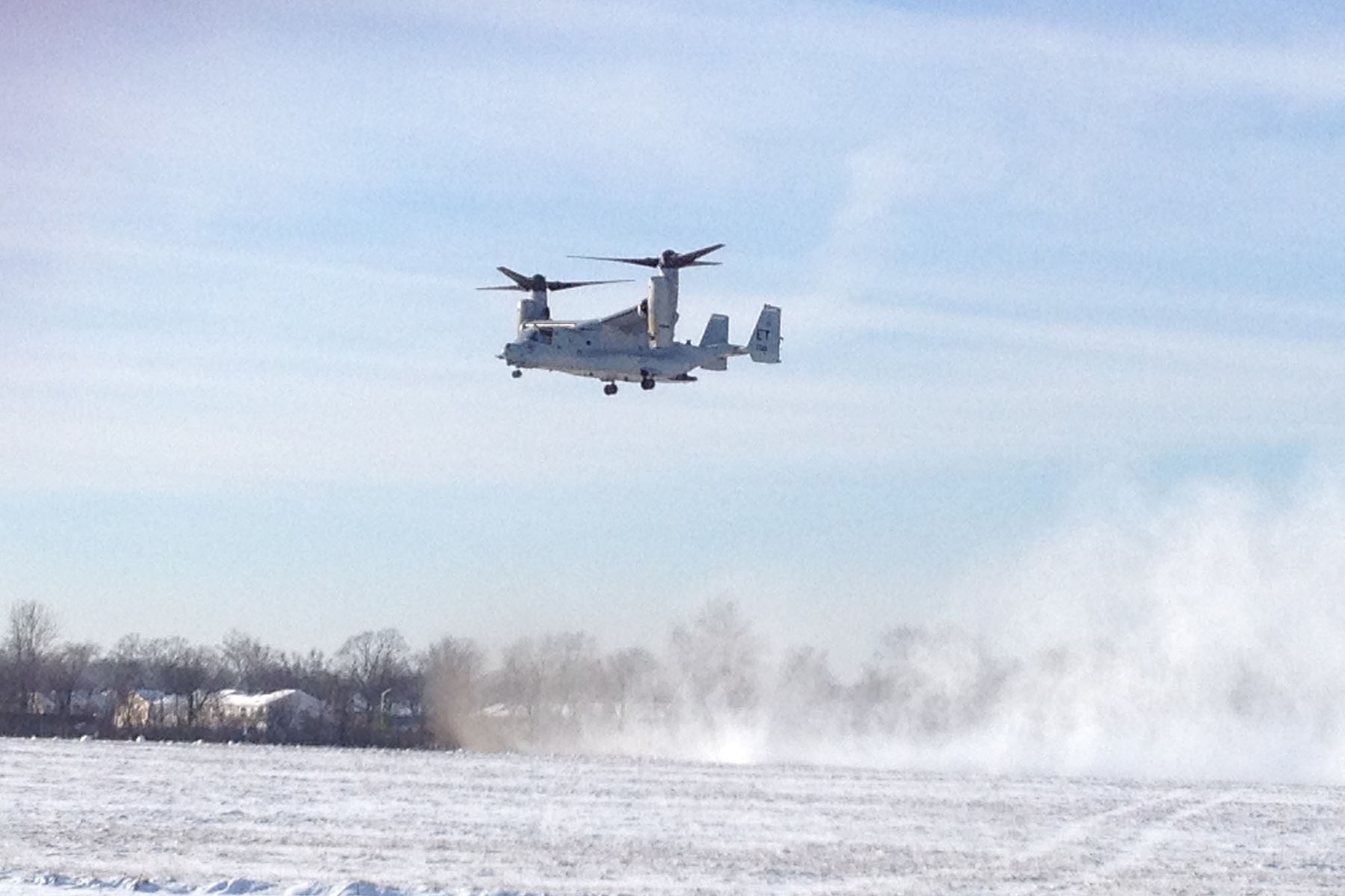 DAYTON, Ohio -- The Bell-Boeing CV-22B Osprey landed at the National Museum of the U.S. Air Force on Dec. 12, 2013. (U.S. Air Force photo)