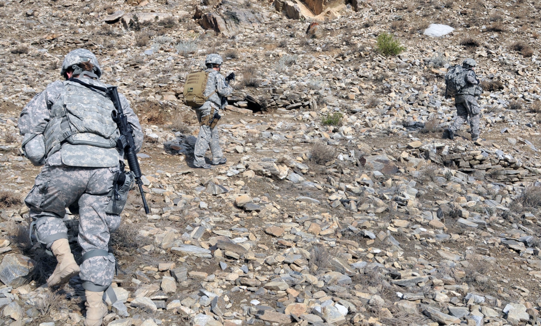 Redman and her team navigate a rugged terrain and walk and climb up steep
mountains to arrive at their destinations in Afghanistan.
Photo by Army Capt. Peter Shinn