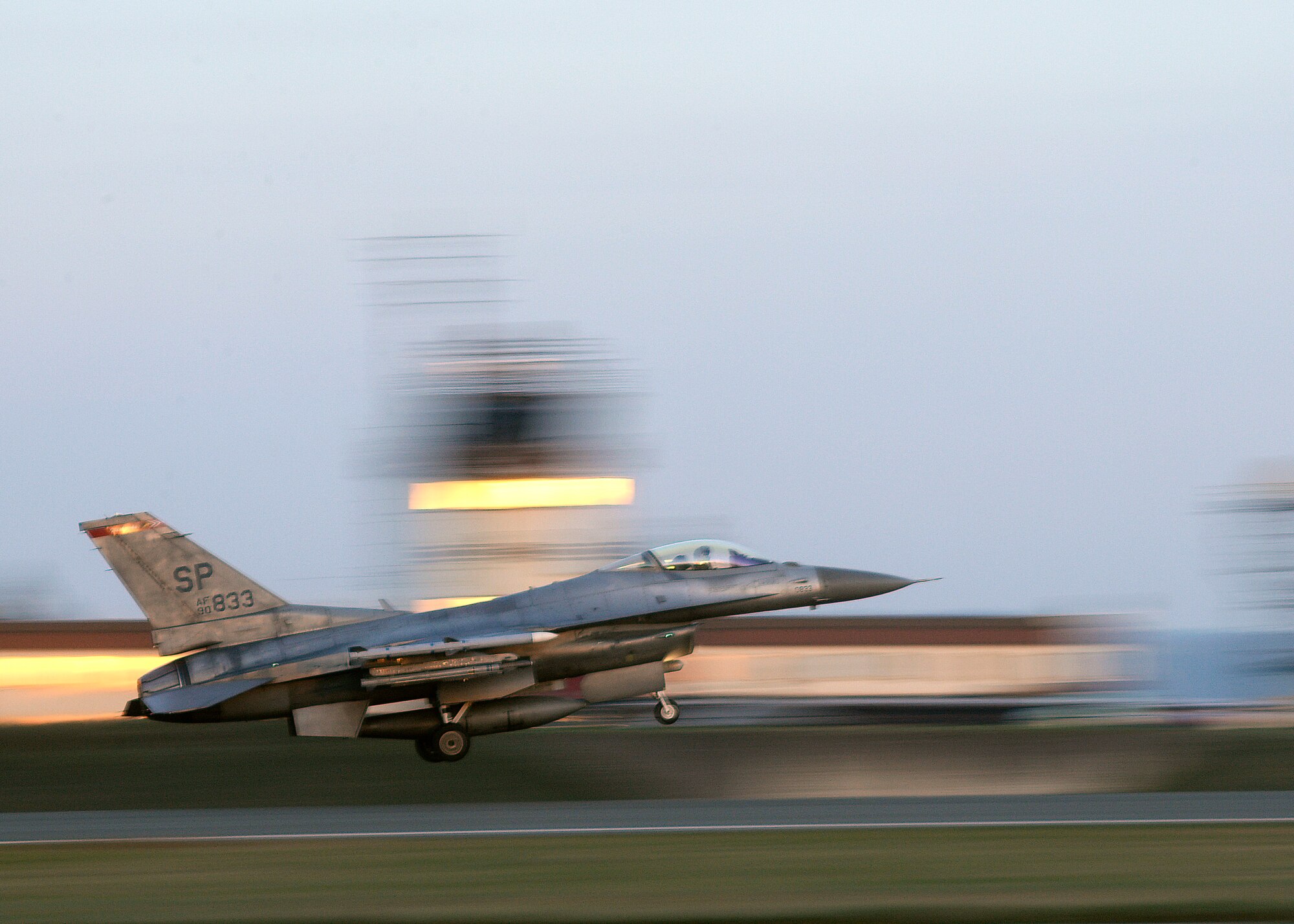 SPANGDAHLEM AIR BASE, Germany -- An F-16 Fighting Falcon fighter aircraft takes off from the base flightline Dec. 3, 2013. In December 1976, the first operational F-16 was delivered to the 388th Tactical Fighter Wing at Hill Air Force Base, Utah. (U.S. Air Force photo by Senior Airman Rusty Frank/Released)