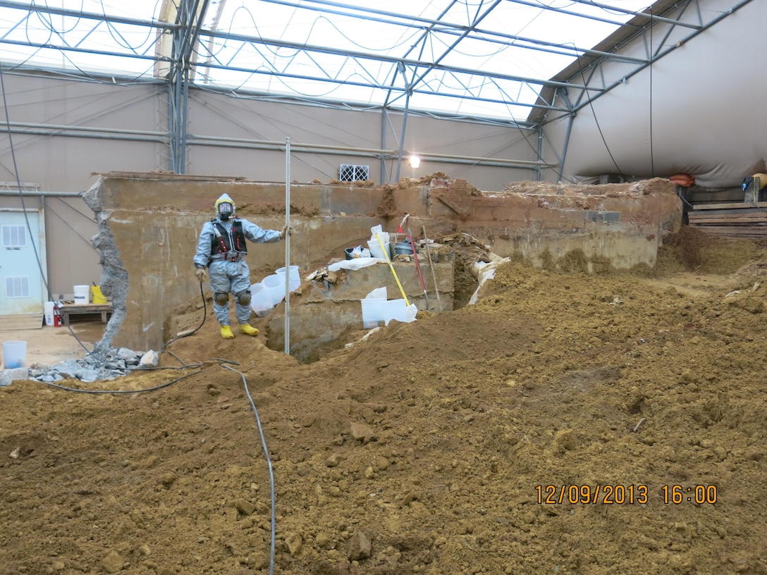 Crews carefully hand excavated under the former front porch of the home at 4825 Glenbrook Road, due to the amount of debris in this area. 