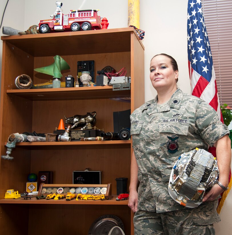 Lt. Col. Lori Kabel, 47th Civil Engineer Squadron commander, poses for a photo at Laughlin Air Force Base, Texas, Dec. 13, 2013. Kabel won the Air Education and Training Command’s Major General L. Dean Fox Award for her management of a $22 million budget, led AETC’s construction project for $16.3 million to extend Spofford Auxiliary Airfield’s runway’s life for 50 years, lead 212 airmen and many other accomplishments. (U.S. Air Force photo/2nd Lt. William M. Tyrrell)