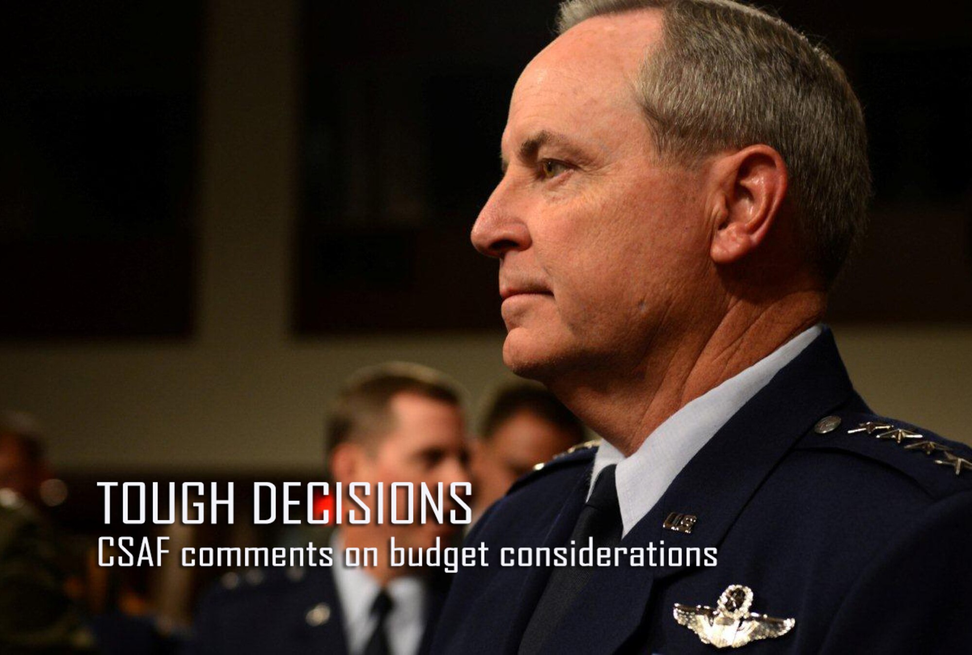 With sequestration cemented as law into the foreseeable future, the Air Force's top officer today discussed some tough choices the service faces as its leaders try to pare $12 billion from the budget. In the final session of the Joint Chiefs of Staff series at the American Enterprise Institute here, Air Force Chief of Staff Gen. Mark A. Welsh III outlined the Air Force's core missions with a focus on balancing capability, capacity and readiness. (U.S. Air Force file photo)