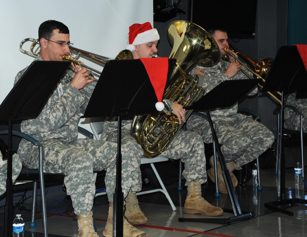 The Army Materiel Command Band visitied Huntsville Center Dec. 16 and spread some musical cheer. 