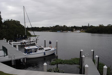 Boaters drop anchor for a moment at LaBelle in Hendry County along the Okeechobee Waterway. Jacksonville District has stepped up efforts to educate boaters on its anchoring policy, which prohibits long-term habitation at the same location.