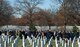 Family, friends and U.S. Air Force members attend the remembrance funeral of Maj. Troy Gilbert at Arlington Cemetery, Dec. 11, 2013. Gilbert was an F-16 Fighting Falcon pilot whose aircraft crashed on Nov. 27, 2006 during Operation Iraqi Freedom.  (U.S. Air Force photo by Staff Sgt. Carlin Leslie)