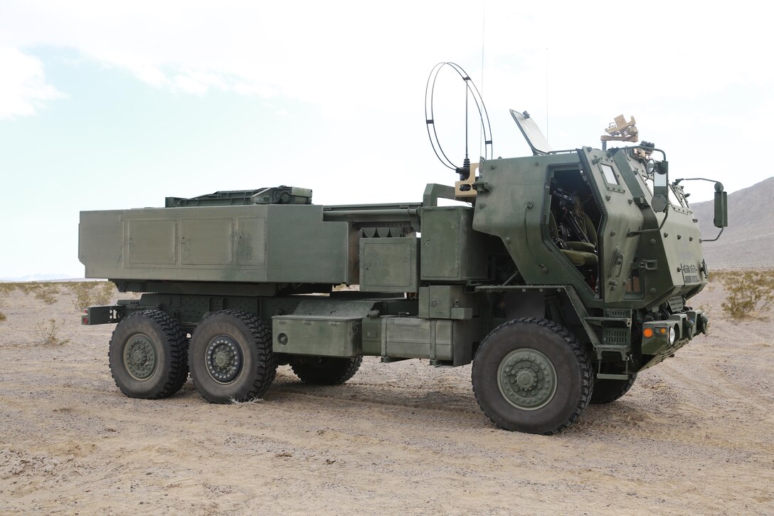 Marines with 5th Battalion, 11th Marine Regiment, used the high mobility artillery rocket system during Exercise Steel Knight 2014 at Marine Corps Air Ground Combat Center Twentynine Palms, Dec. 9, 2013. The HIMARS system is capable of reaching beyond the range of conventional artillery with a greater effect. Steel Knight is an annual exercise that includes elements from the entire I Marine Expeditionary Force. The exercise focuses on conventional operations and provides realistic training that prepares Marines for overseas operations. (U.S. Marine Corps photo by Cpl. James Gulliver/Released)


