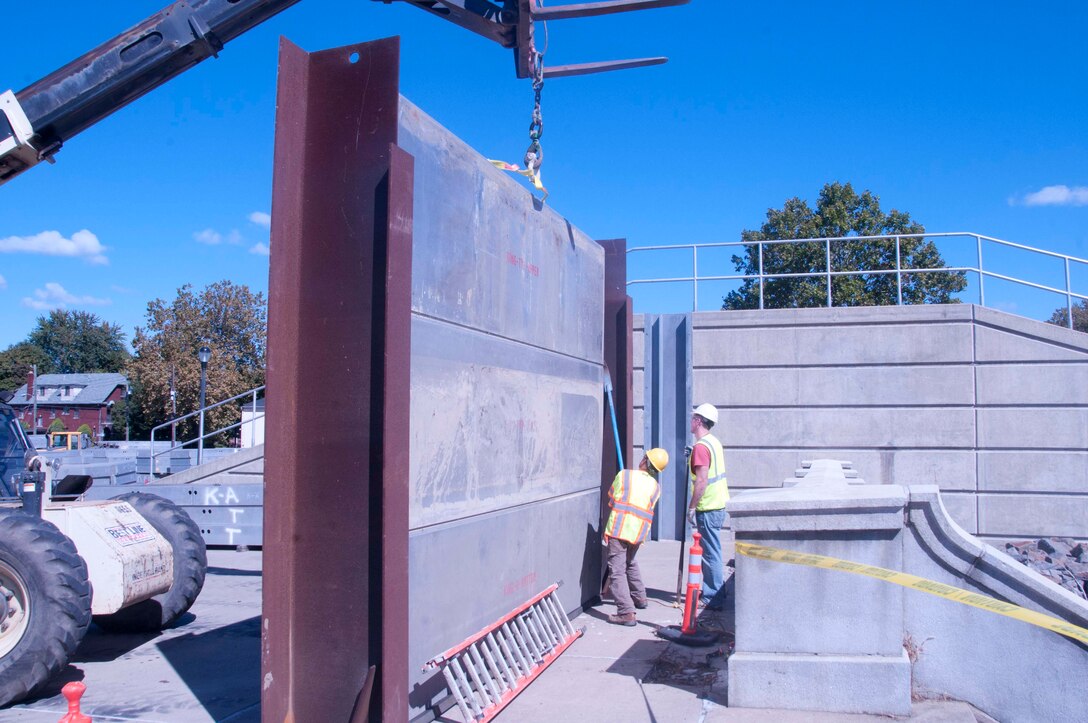 The Corps runs a test installation of the post and panel system in Wilkes-Barre, Pa. The Wyoming Valley Levee System was repaired under PL84-99 after facing damages from Tropical Storm Lee in 2011. 