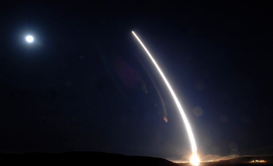An unarmed Minuteman III intercontinental ballistic missile was launched at 4:36 a.m. during an operational test Dec. 17, 2013, from Vandenberg Air Force Base, Calif. It was the 12th and final launch of 2013. Col. Keith Balts, the 30th Space Wing commander, was the launch decision authority. (U.S. Air Force photo/Michael Peterson)