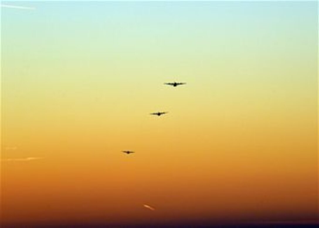 Three C-130 Hercules prepare to drop more than 50 paratroopers from 1st Batallion, 503rd Infantry Regiment and the 173rd Airborne Brigade Combat Team, Dec.11, 2013, at Rivolta Italian air force base, Italy. The soldiers from U.S. Army at Vicenza conducted airfield seizure training operations as part of the two week close air support training exercise with pilots from Aviano Air Base, Italy. (U.S. Air Force photo/Senior Airman Briana Jones)
 



Download HiRes
 




Close air support exercise a success 

Posted 12/17/2013   Updated 12/17/2013 Email story   Print story 




Three C-130 Hercules prepare to drop more than 50 paratroopers from the 1st Batallion, 503rd Infantry Regiment and the 173rd Airborne Brigade Combat Team, Dec.11, 2013, at Rivolta Italian air force base, Italy. The soldiers from U.S. Army at Vicenza conducted airfield seizure training operations as part of the two week close air support training exercise with pilots from Aviano Air Base, Italy.





     




