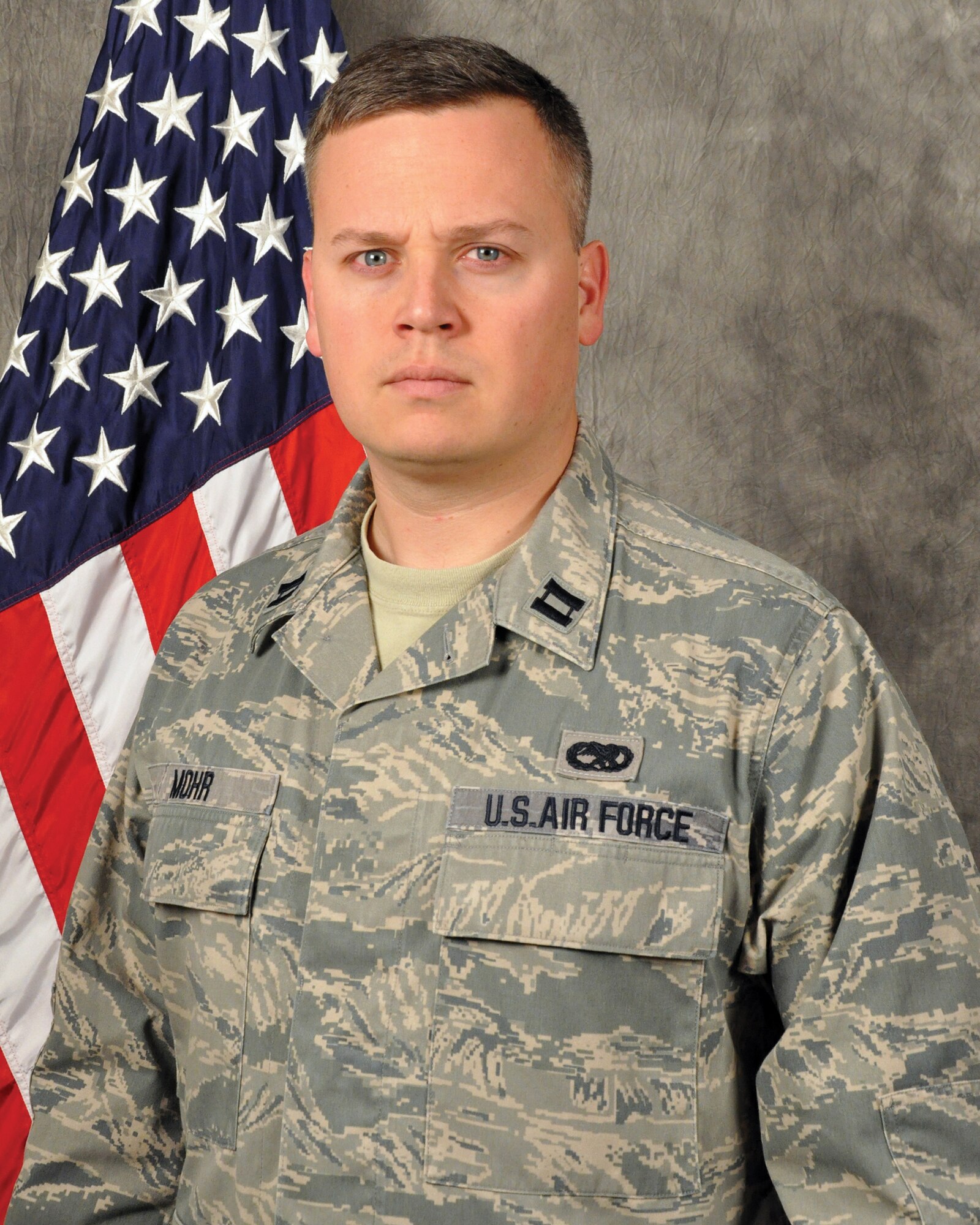 WRIGHT-PATTERSON AIR FORCE BASE, Ohio - Capt. Craig Mohr, 445th Maintenance Group quality assurance officer, is the 445th Airlift Wing CGO of the Quarter, fourth quarter. (U.S. Air Force photo/Stacy Vaughn)