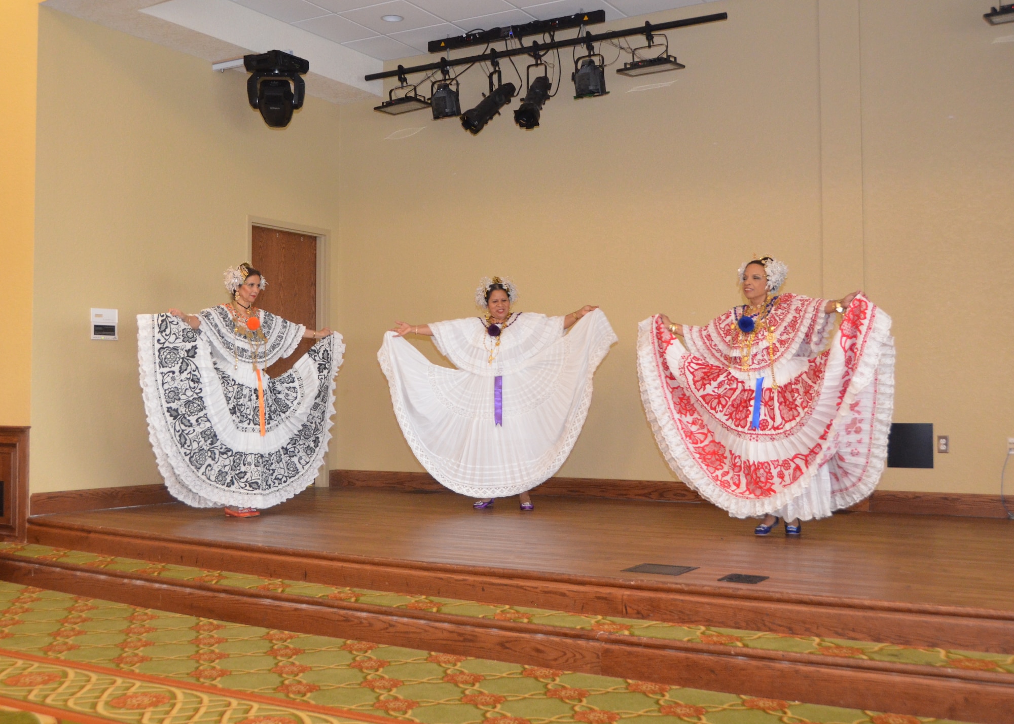 The Grupo Folklorica Panama Sin Fornteras (Panama without Borders Folkloric Dance Group) performs during the Keesler Medical Center’s Volunteer Services annual awards luncheon Dec. 6, 2013, at the Bay Breeze Event Center, Keesler air Force Base, Miss..