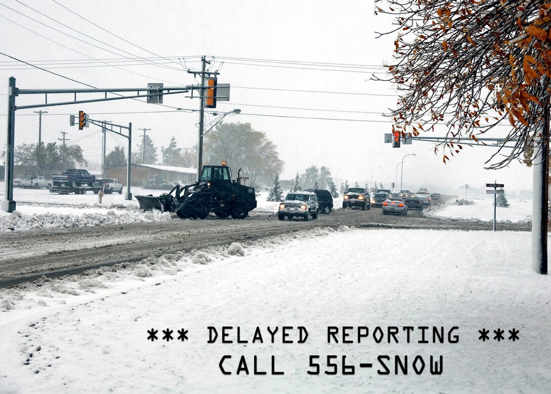 PETERSON AIR FORCE BASE, Colo. – It is mandatory for non-essential personnel to comply with delayed reporting procedures. This allows snow removal crews to clear roads and parking lots with minimal obstructions for maximum safety. To reach the snow call line call 556-SNOW (Peterson AFB), 474-3333 (Cheyenne Mountain), or 567-SNOW (Schriever AFB), “Like” the Peterson AFB: 21st Space Wing Facebook page, or to receive text alerts, text “follow PAFBAlert” to 40404 and then reply “on.”