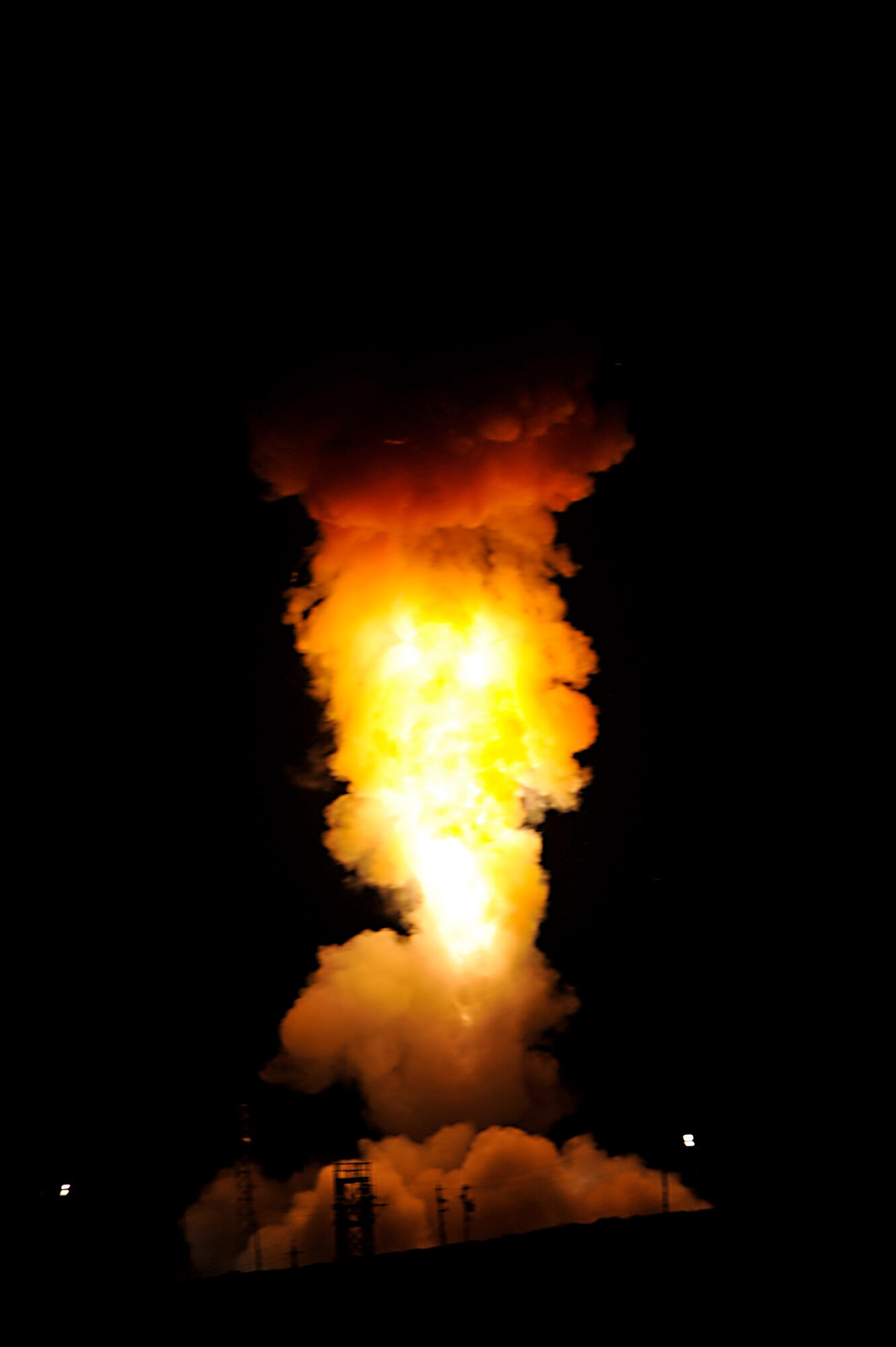 VANDENBERG AIR FORCE BASE, Calif. -- An unarmed Minuteman III intercontinental ballistic missile was launched during an operational test at 4:36 a.m. here Tuesday from Launch Facility-04 on north Vandenberg. Col. Keith Balts, 30th Space Wing commander, was the launch decision authority. (U.S. Air Force photo by Michael Peterson)