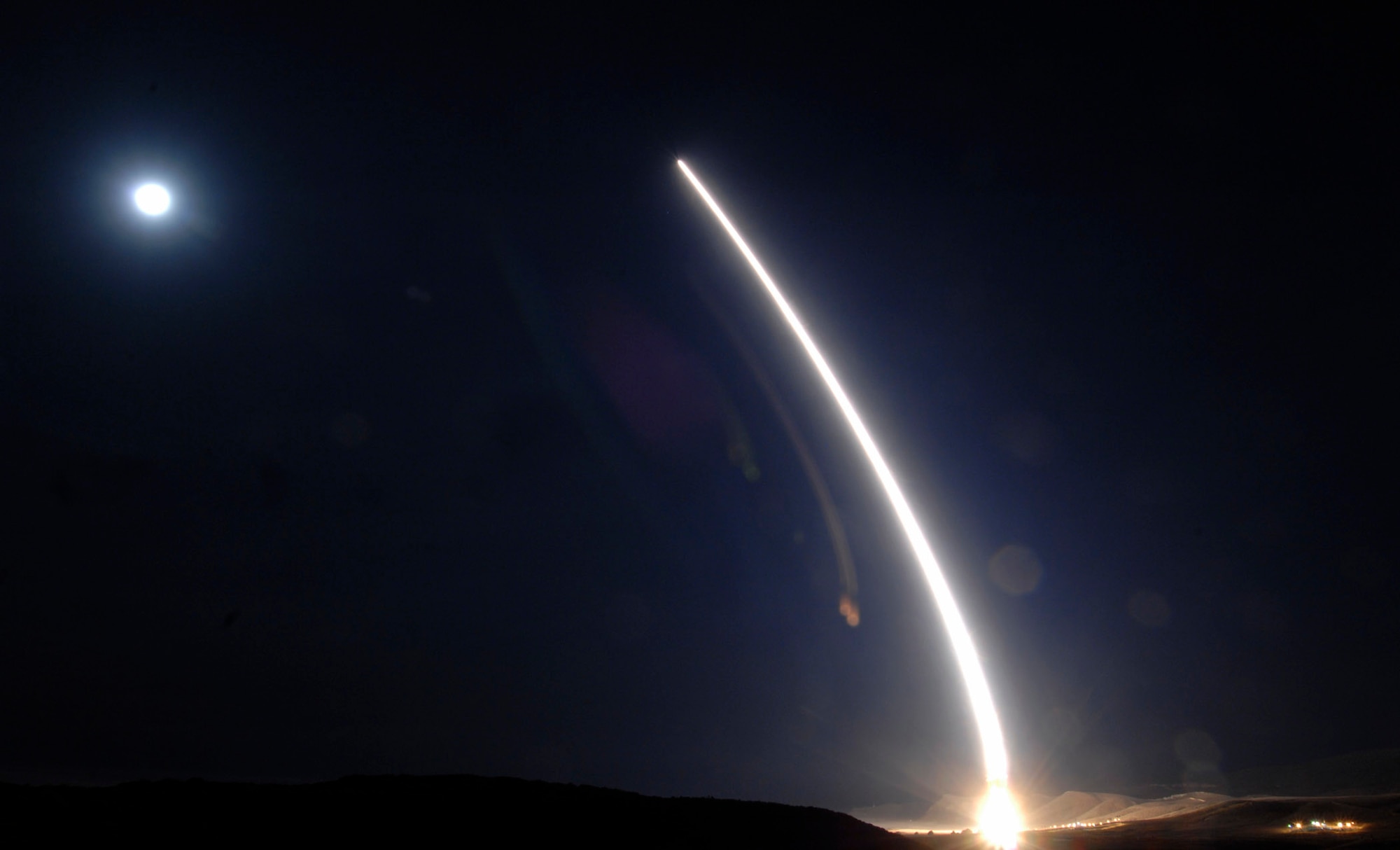 VANDENBERG AIR FORCE BASE, Calif. -- An unarmed Minuteman III intercontinental ballistic missile was launched during an operational test at 4:36 a.m. here Tuesday from Launch Facility-04 on north Vandenberg. Col. Keith Balts, 30th Space Wing commander, was the launch decision authority. (U.S. Air Force photo by Michael Peterson/Released)