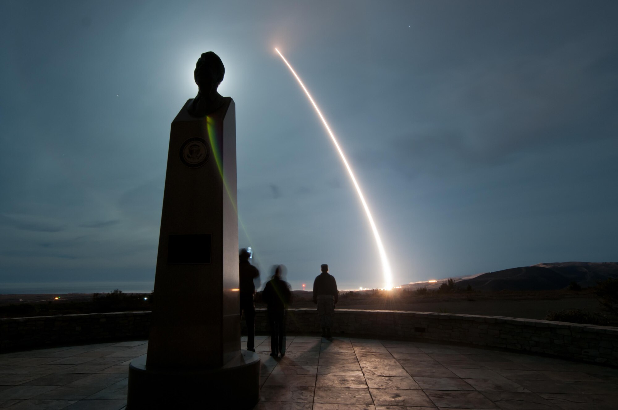 VANDENBERG AIR FORCE BASE, Calif. -- An unarmed Minuteman III intercontinental ballistic missile was launched during an operational test at 4:36 a.m. here Tuesday from Launch Facility-04 on North Vandenberg.  Col. Keith Balts, 30th Space Wing commander, was the launch decision authority. (U.S. Air Force photo by Tech Sgt. Vincent Mouzon/Released)