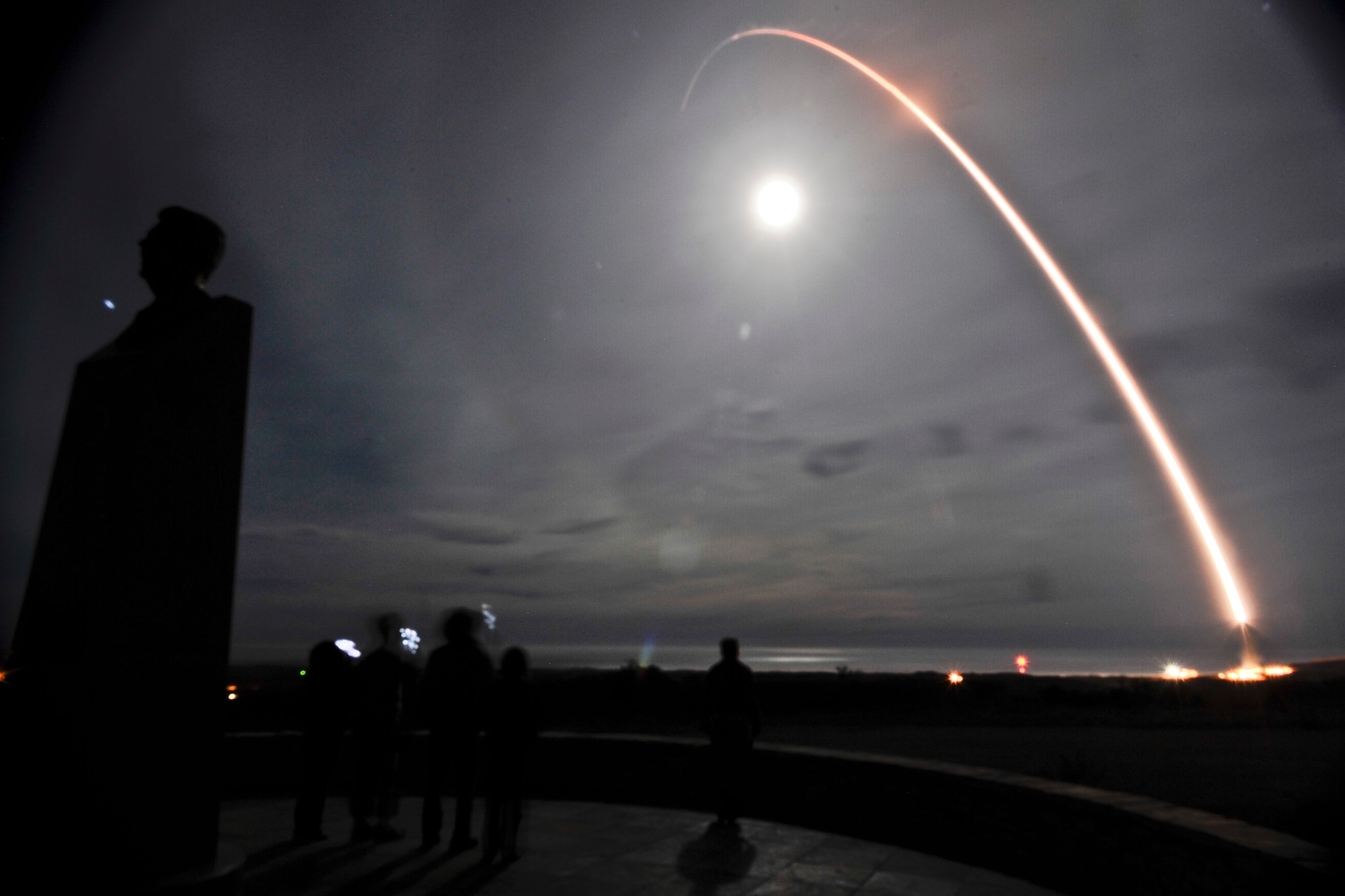 VANDENBERG AIR FORCE BASE, Calif. – An unarmed Minuteman III intercontinental ballistic missile was launched during an operational test at 4:36 a.m. here Tuesday from Launch Facility-04 on north Vandenberg. Col. Brent McArthur, 30th Space Wing vice commander, was the launch decision authority. (U.S. Air Force photo by Airman 1st Class Yvonne Morales/Released)