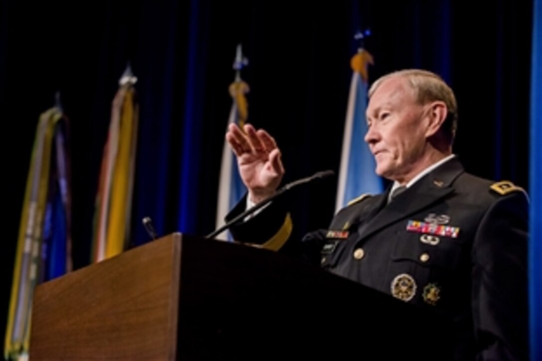 Army Gen. Martin E. Dempsey, chairman of the Joint Chiefs of Staff, offered comments as the keynote speaker during the roll out of a book describing the duties and history of noncommissioned and petty officers at the Pentagon, Dec. 17, 2013. The book, "The Noncommissioned Officer and Petty Officer: Backbone of the Armed Forces," is the first of its kind. Written by noncommissioned and petty officers, it provides a comprehensive explanation of enlisted leaders across the U.S. Armed Forces.