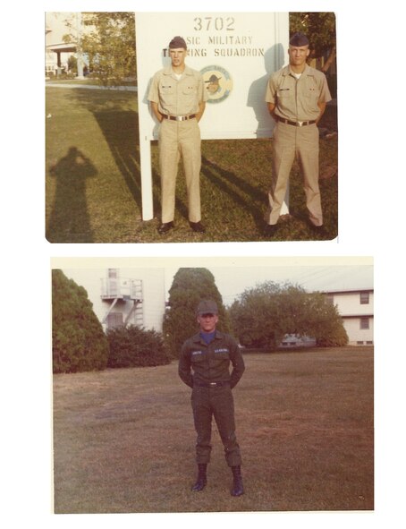 Top photo: Then-Airman Basic Paul Koester poses with a fellow trainee during Basic Military Training at Lackland Air Force Base, Texas, in 1974. Now-Chief Master Sgt. Koester is the pararescue functional manager for the Battlefield Airmen Branch at Pacific Air Forces Headquarters here. He is also the PACAF chief of PJ and Combat Control Standardizations and Evaluations. Koester swore his final oath of enlistment Dec. 7 under Gun Turret One aboard the retired USS Missouri at Pearl Harbor. The 58-year-old pararescueman commemorated the 72nd anniversary of the bombing of Pearl Harbor and the onset of his final tour of duty after 39 years of service. Below:
Then-Airman Basic Paul Koester poses during Pararescue Indoctrination Training in 1974. (Courtesy photo/released)