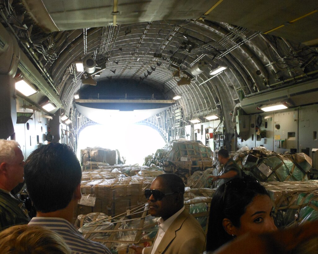 C-17 aircraft from March Air Reserve Base lands at Puerto Plata, Dominican Republic with Denton Humanitarian cargo inside on May 29, 2013. (Photo by Willie Jackson)