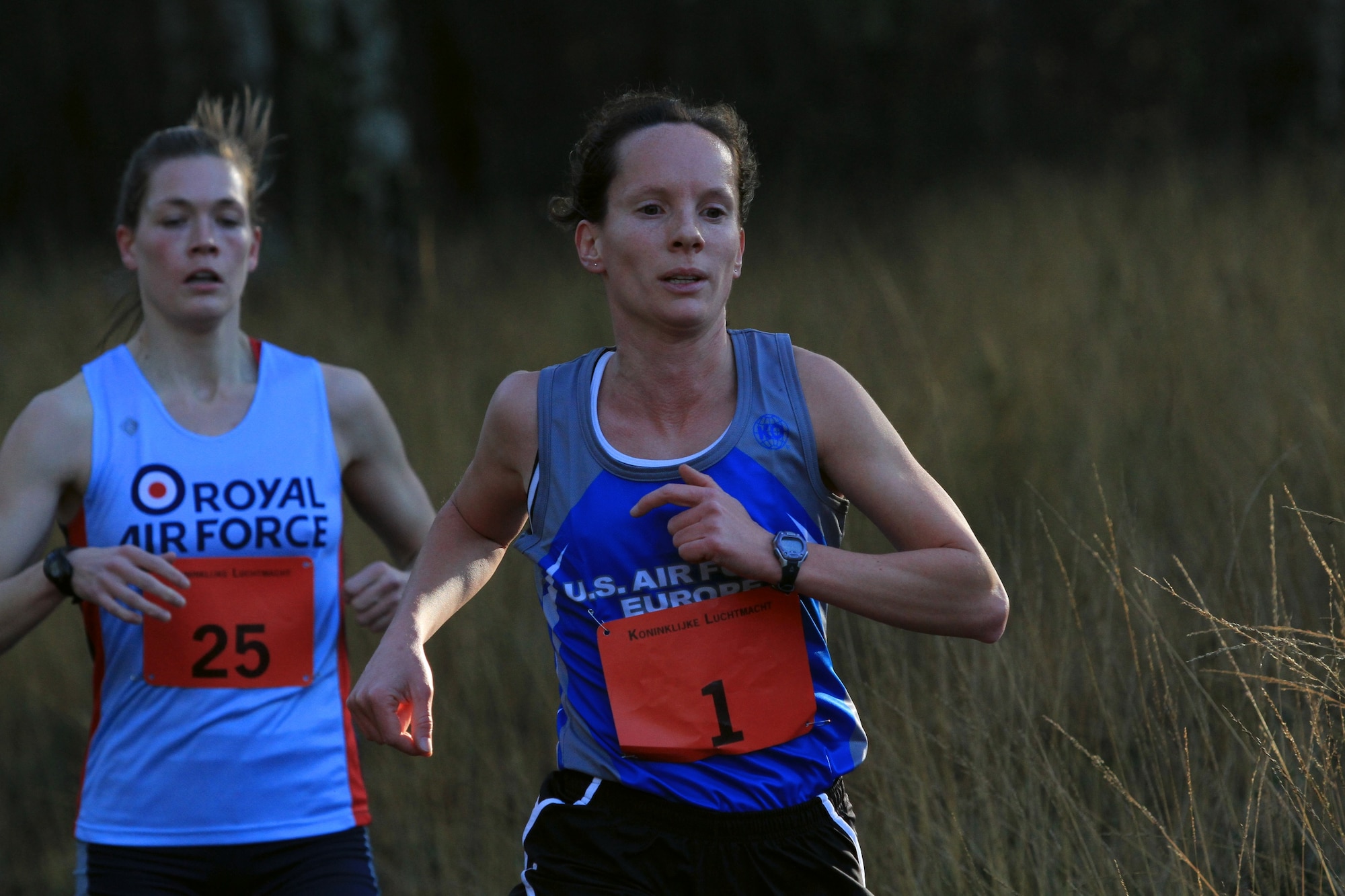 Maj. Elissa Ballas, 8th Medical Operations Squadron physical therapy and health and wellness center flights commander, competes in a marathon at Ramstein Air Base, Germany Nov. 14, 2013. The Air Force named Ballas the 2012 Female Athlete of the Year for her work on and off the track and ability as a marathon runner. (Courtesy Photo)