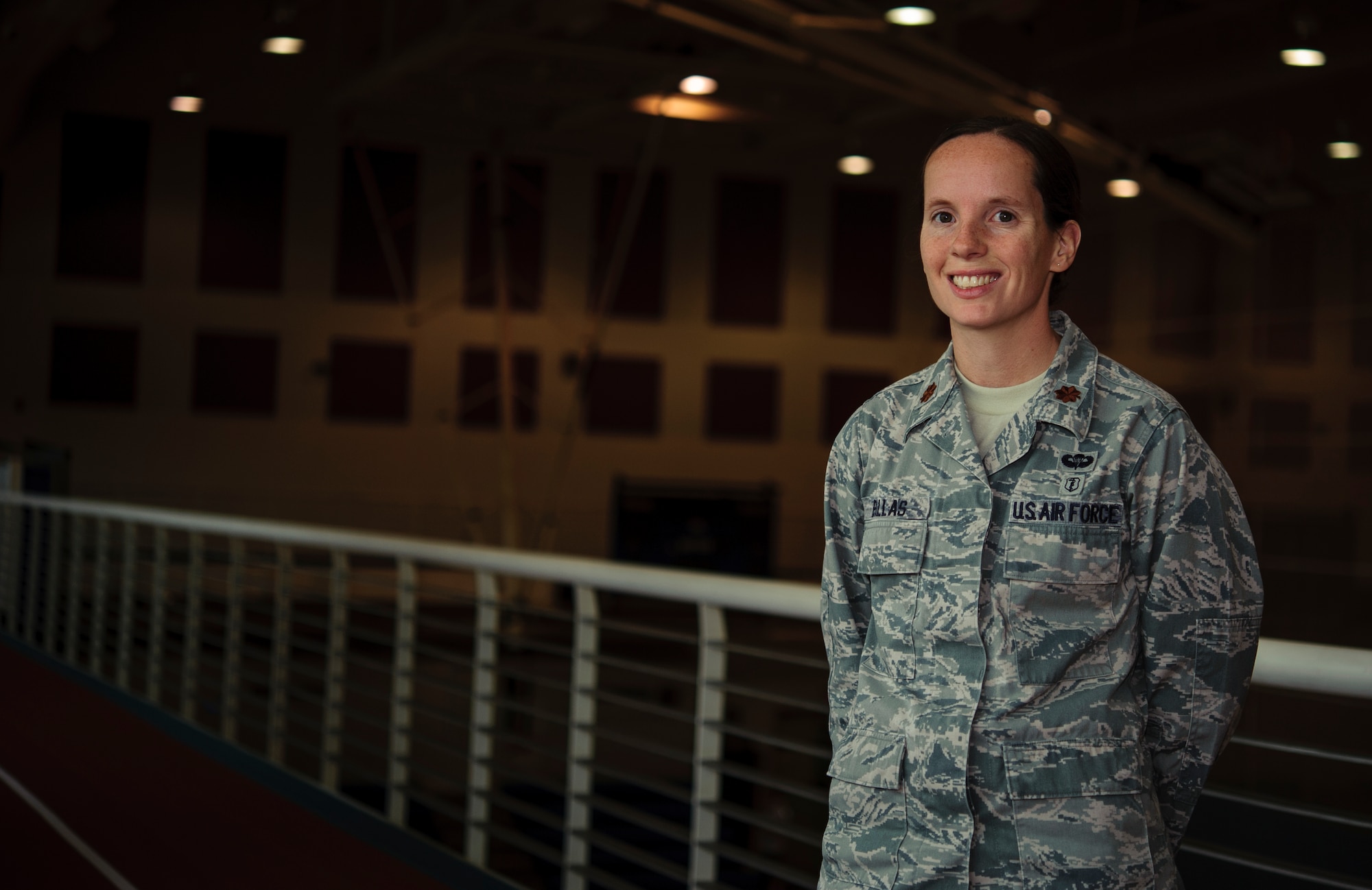 Maj. Elissa Ballas, 8th Medical Operations Squadron physical therapy and health and wellness center flights commander, poses for a photo at Kunsan Air Base Republic of Korea, Dec. 17, 2013. The Air Force named Ballas the 2012 Female Athlete of the Year for her work on and off the track and ability as a marathon runner. (U.S. Air Force photo by Senior Airman Armando A. Schwier-Morales) 