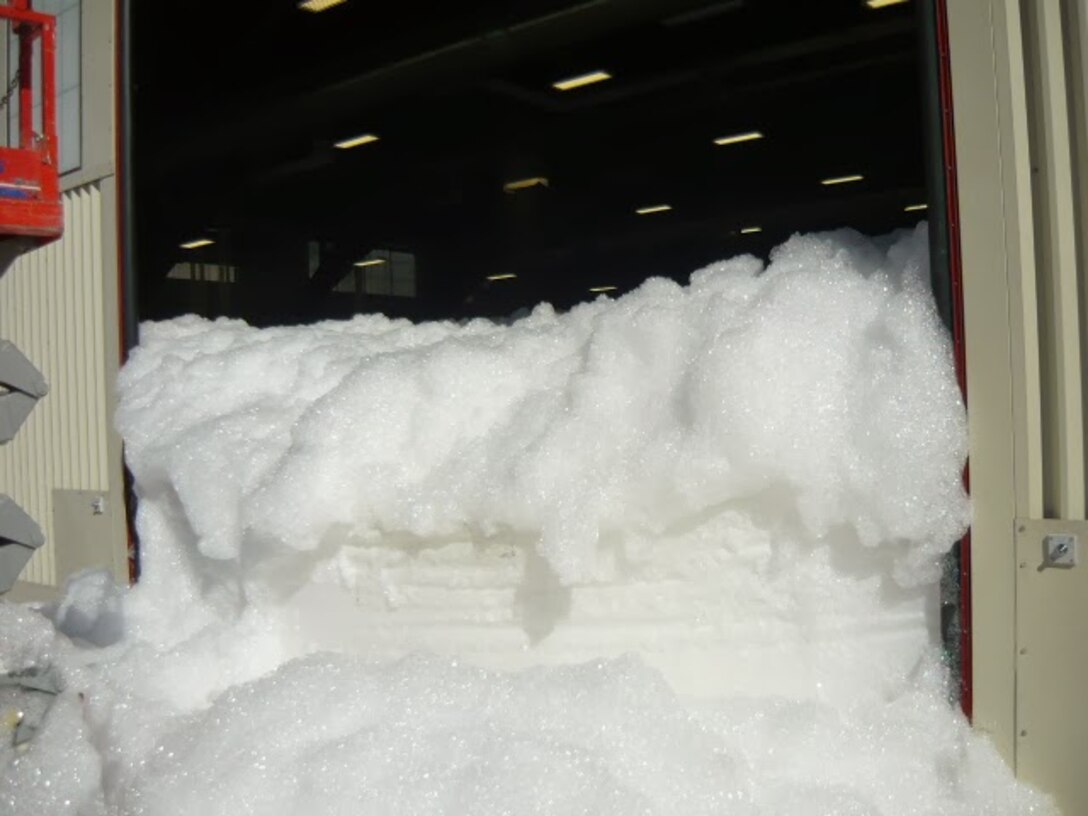 HOLLOMAN AIR FORCE BASE, N.M., -- 2013 Photo Drive submission. Photo by Daniel Garcia. "Hangar after a foam dump test"