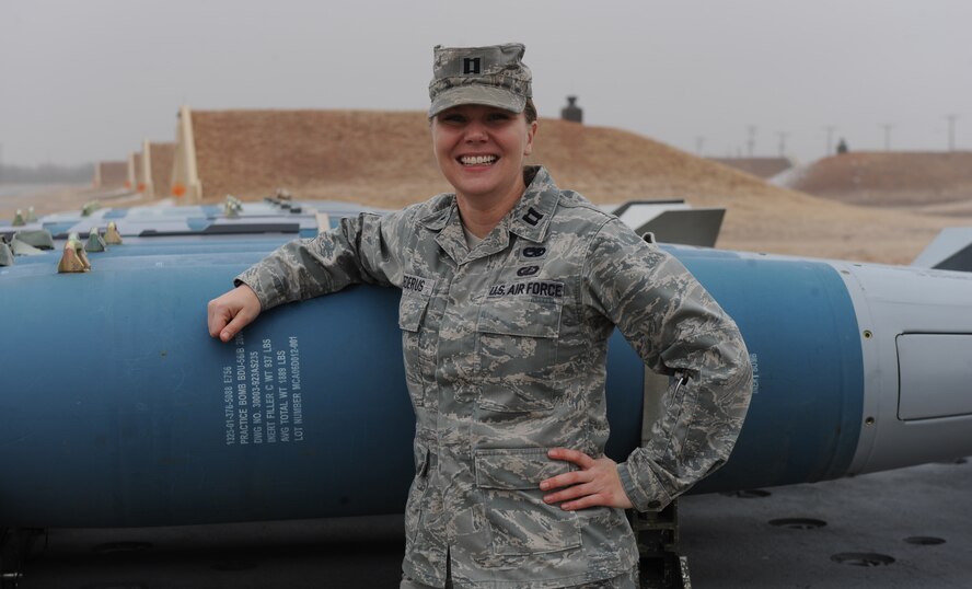 U.S. Air Force Capt. Jenna Rederus, 7th Munitions Squadron, was recently selected for the 12th Air Force Lt. Gen. Leo Marquez Award Dec. 9, 2013, at Dyess Air Force Base, Texas. Rederus was originally an acquisitions officer but temporarily transferred to the 7th Munitions Squadron through the Acquisitions and Logistics Experience and Exchange Tour program. After winning this award, she will now go on to compete at Air Combat Command. (U.S. Air Force photo by Airman 1st Class Alexander Guerrero/Released)