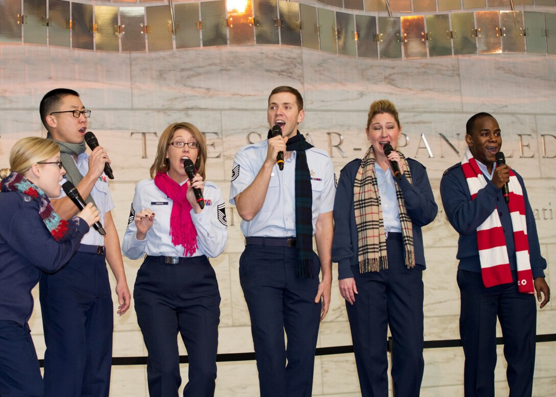 Members of the Singing Sergeants performed a holiday concert at the National Museum of American History on December 7, 2013 at 11am, noon, 1pm and 2pm. (US Air Force photo by Master Sgt.Tracey MacDonald/released)