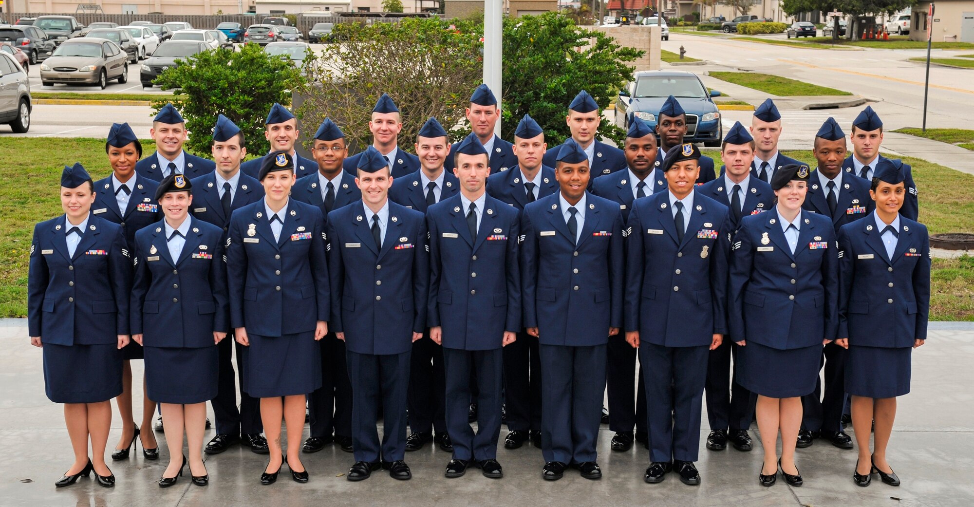 Twenty-five Airman Leadership School students pose for a picture Dec. 2, 2013. The Airmen completed Airman Leadership School at Patrick Air Force Base in class 14-1 December 12. (U.S. Air Force photo/Cory Long)
