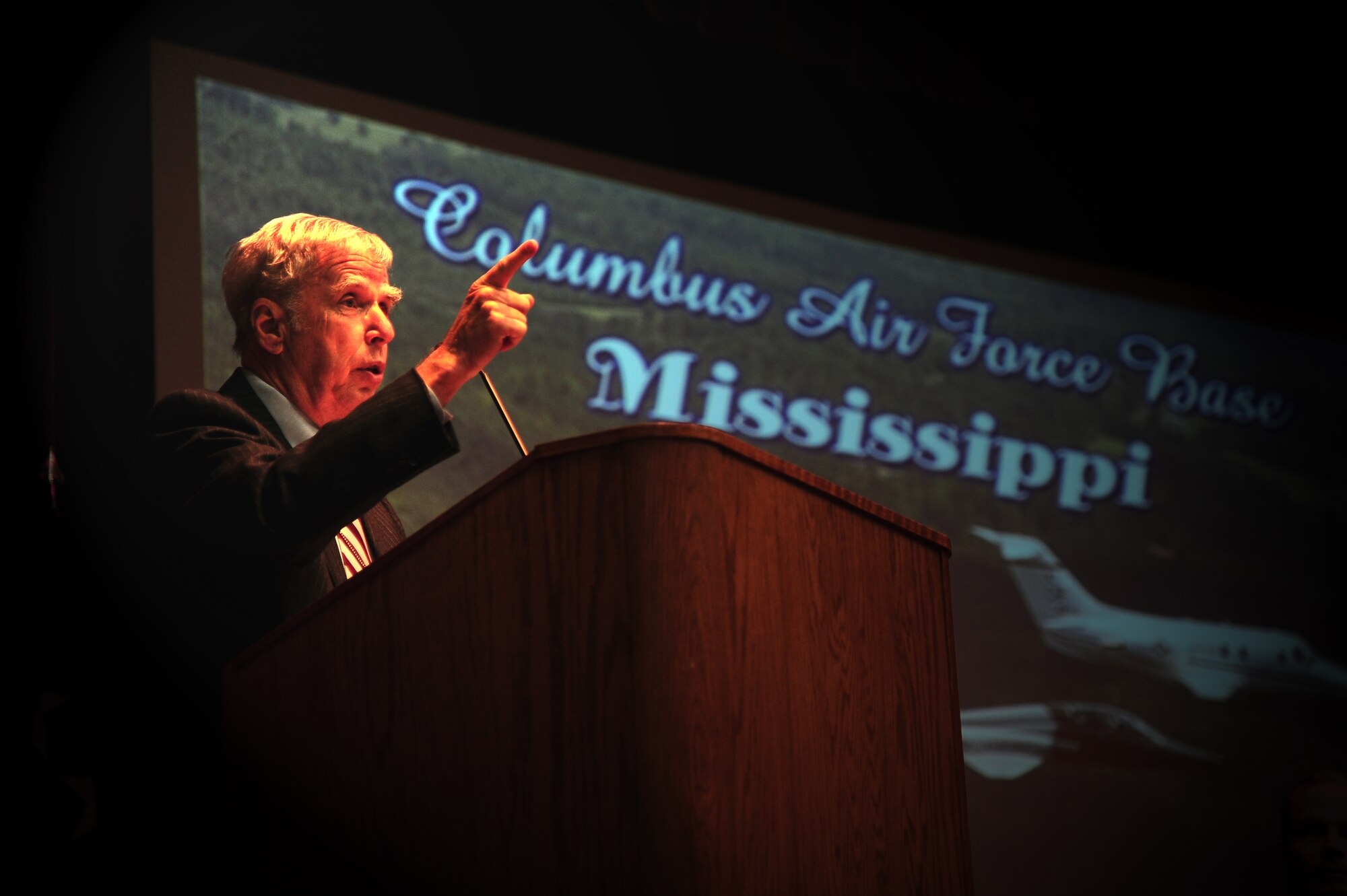 Gen. Robert Foglesong, U.S. Air Force retired, spoke at the Specialized Undergraduate Pilot Training Class 14-03’s graduation Dec. 18 at the Kaye Auditorium.