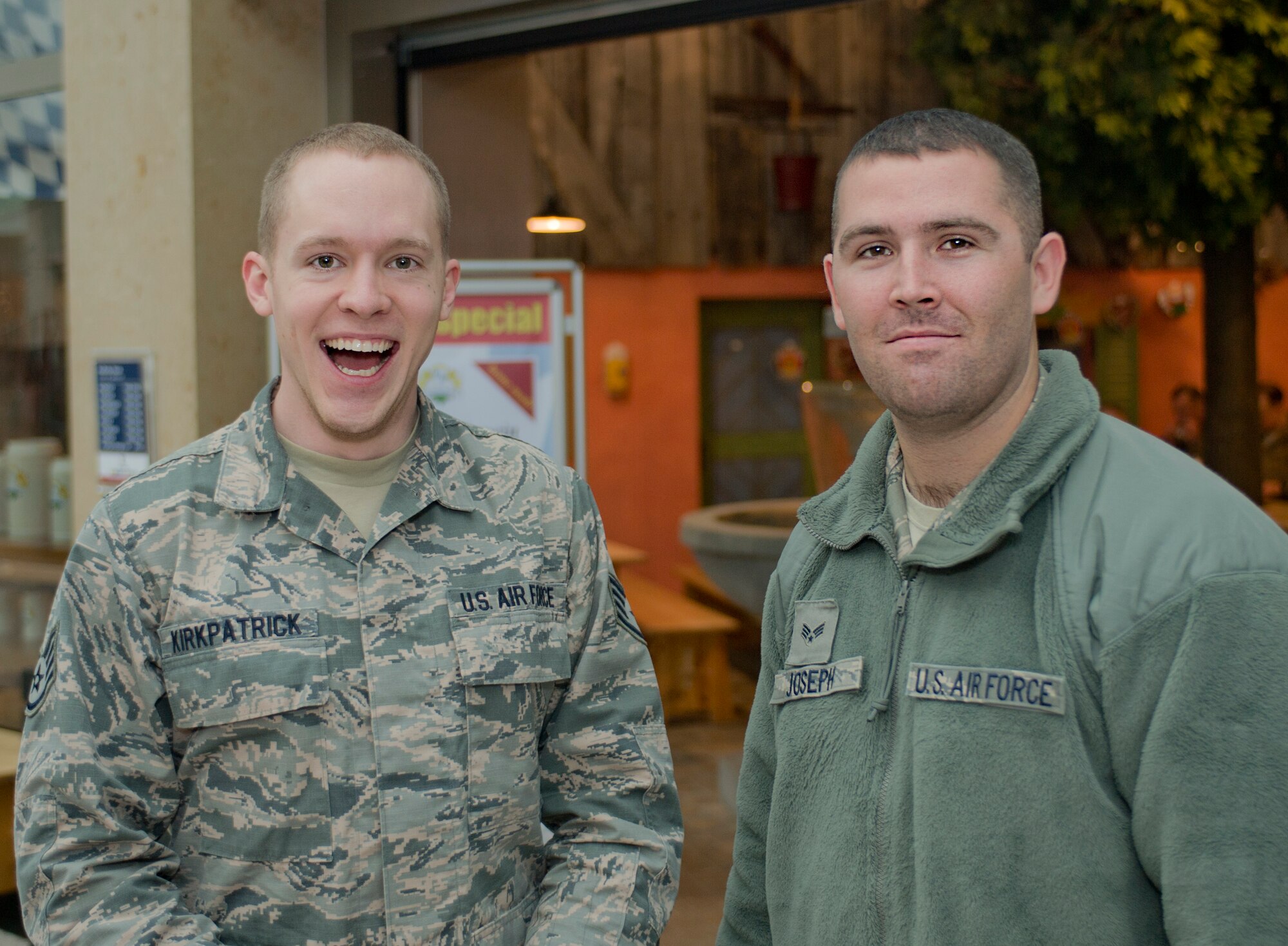 Staff Sgt. Cameron Kirkpatrick, 612th Air Operations Command battle director and Senior Airman Joshua Joseph, 15th Intelligence Squadron mission trainer specialist: To keep constant in the gym and be ready for beach season.