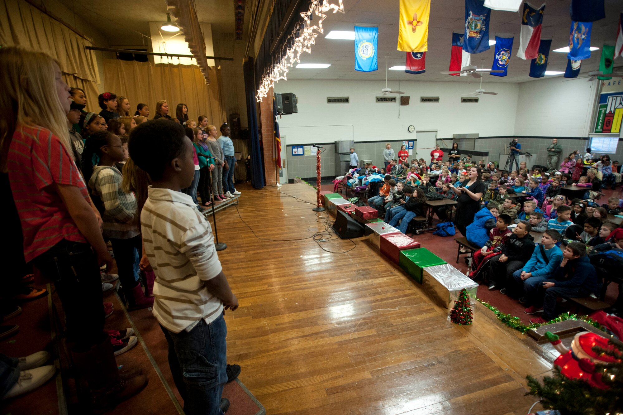 Sheppard Elementary was congratulated on winning a Christmas card competition Dec. 20, while the 82nd Dental Squadron won second place. Each contestant was evaluated on creativity and originality. (U.S. Air Force photo by Airman 1st Class Jelani Gibson)