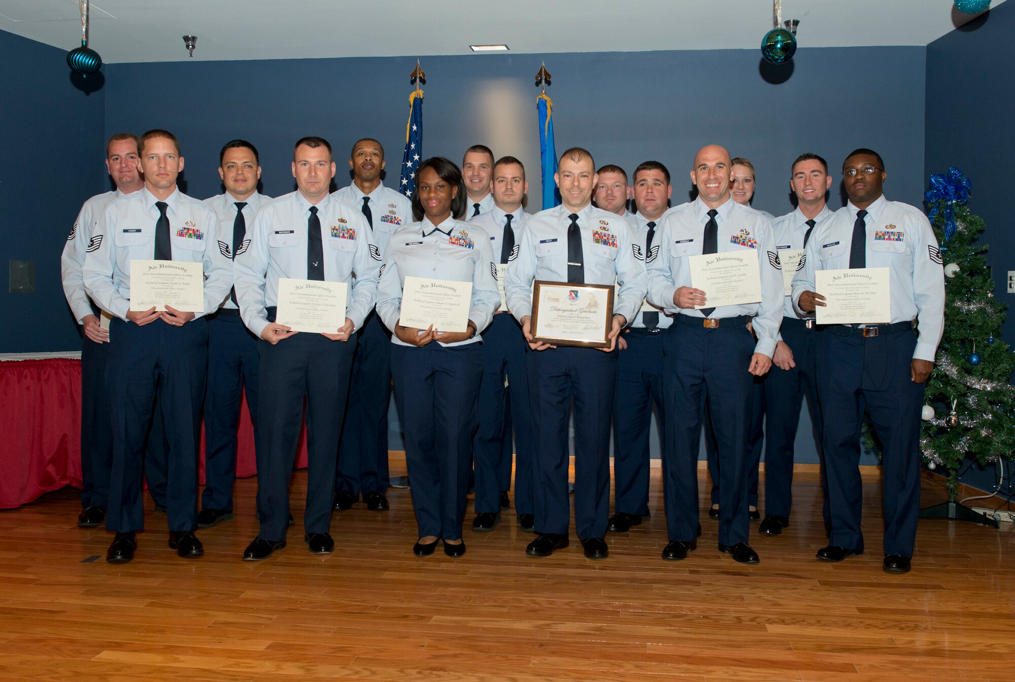 Twenty Team Tyndall technical sergeants graduated from the Airey NCO Academy Dec. 19 in the academy auditorium. (U.S. Air Force photo by Lisa Norman)
