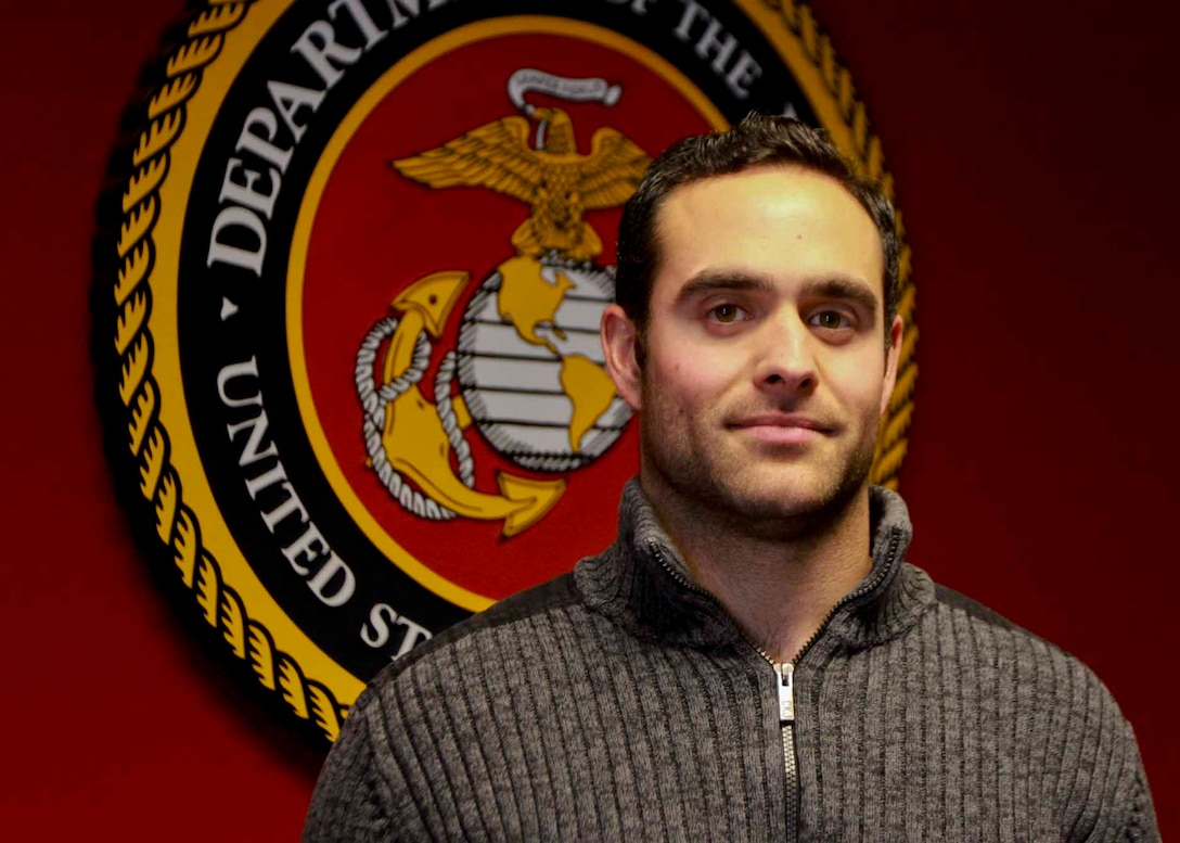 Shane Azizi, 29, a Marine Corps officer candidate poses for a photo in the Marine Corps Officer Selection Office in Ann Arbor, Mich.,Dec. 11, 2013. Azizi, a Canton, Mich., native, was selected to attend Marine Corps Officer Candidates School in January 2014 to execute a reserve
contract. (U.S. Marine Corps photo by Sgt. Elyssa Quesada/Released)
