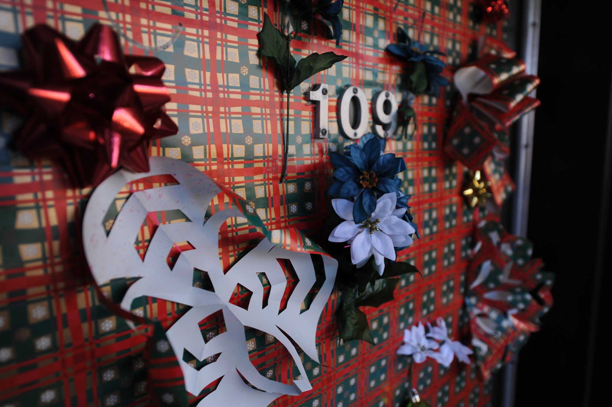 An Airman’s door is displayed during a dorm room door decoration contest at Seymour Johnson Air Force Base, N.C., Dec. 18, 2013. Many doors were decorated for the contest featuring winter and holiday themed designs. (U.S. Air Force photo by Airman 1st Class Aaron J. Jenne)