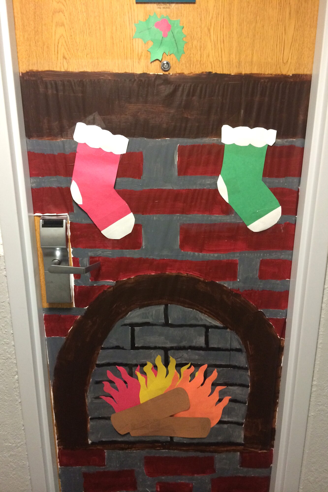 Pictured above is the second-place door for the second annual holiday dorm decorating contest, decorated by Airman 1st Class Whitney Mullins, 341st Medical Support Squadron family health administrative technician. Six Airmen participated in the event, which was open to all Airmen residing in the Malmstrom Dormitory Complex. (Courtesy photo)