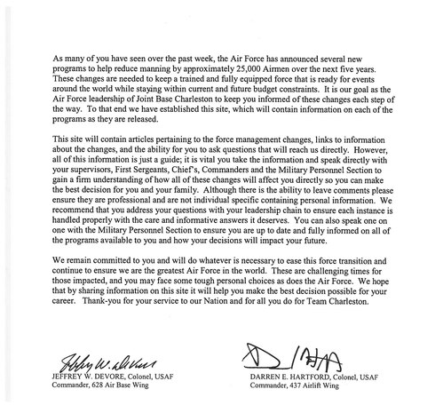 Commander's Letter Force Management