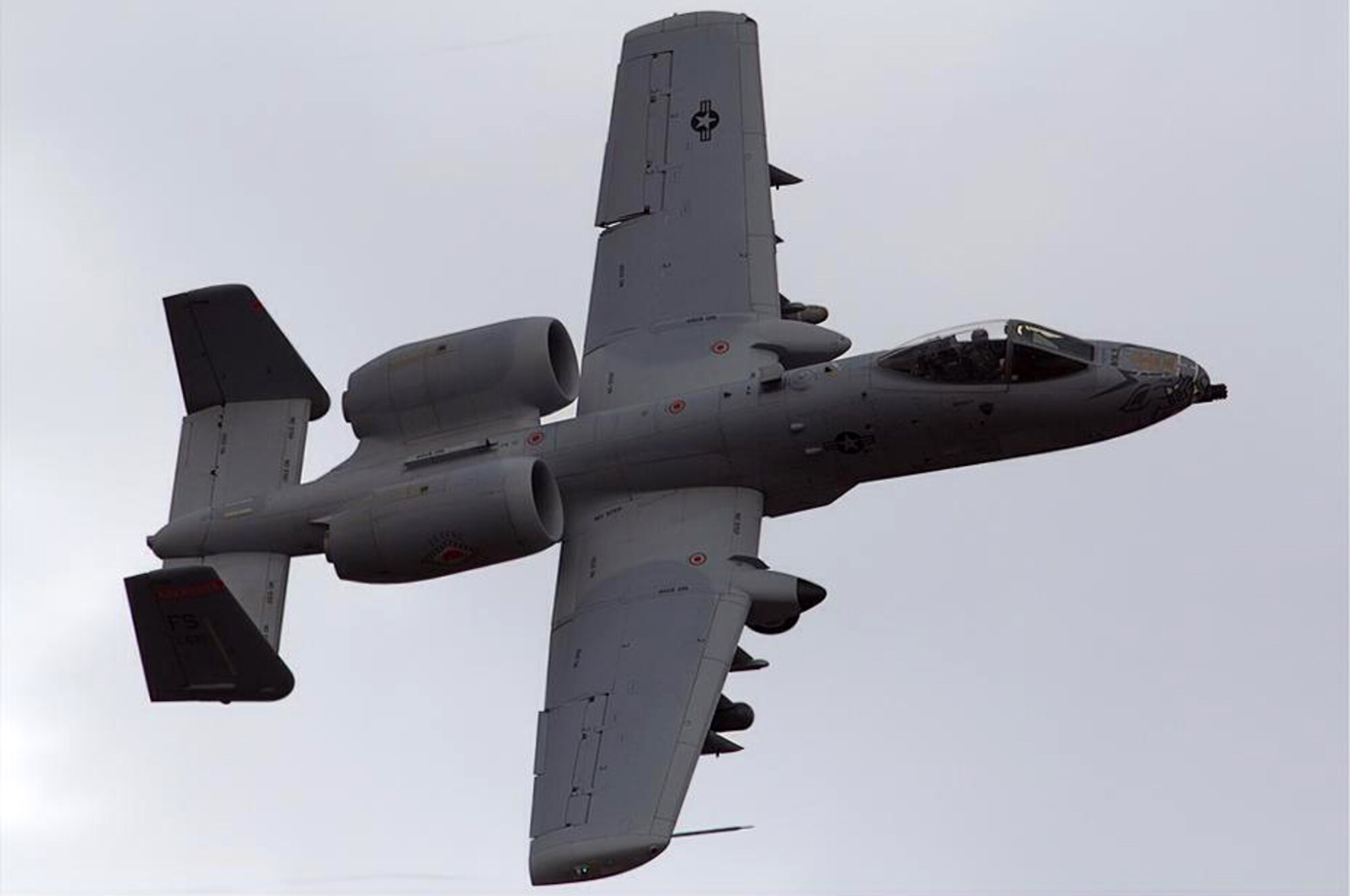 A 188th Fighter Wing A-10C Thunderbolt II "Warthog" trains over Detachment 1 Razorback Range, Fort Chaffee Maneuver Training Center, Ark., December 2013. (Photo courtesy of Nick Thomas)

