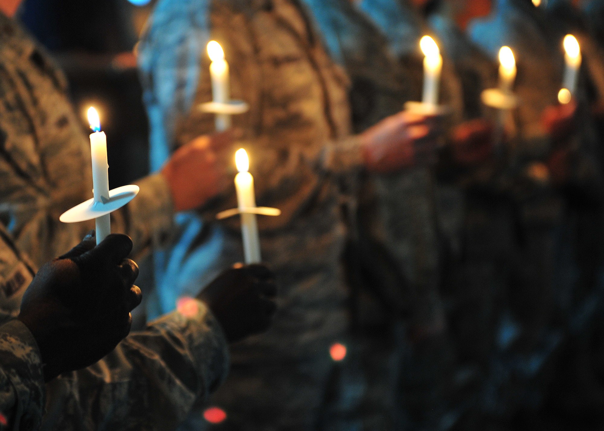 The Seven Sands Chapel held an ecumenical candlelight worship service at an undisclosed location in Southwest Asia, Dec. 22, 2013. Spiritual resilience is strengthening a set of beliefs, principles or values that sustain an individual's sense of well-being and purpose. (U.S. Air Force photo by Staff Sgt. Michael Means/Released)