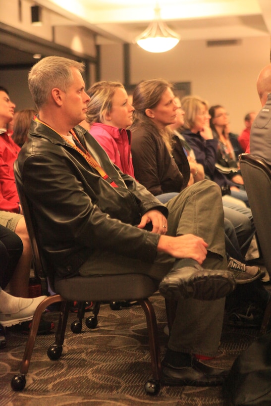 Educators listen to the opening brief during an Educators Workshop aboard Marine Corps Air Station Miramar, Calif., Jan. 30. The Educators Workshop brings educators from around the country together to experience different aspects of the Marine Corps. 