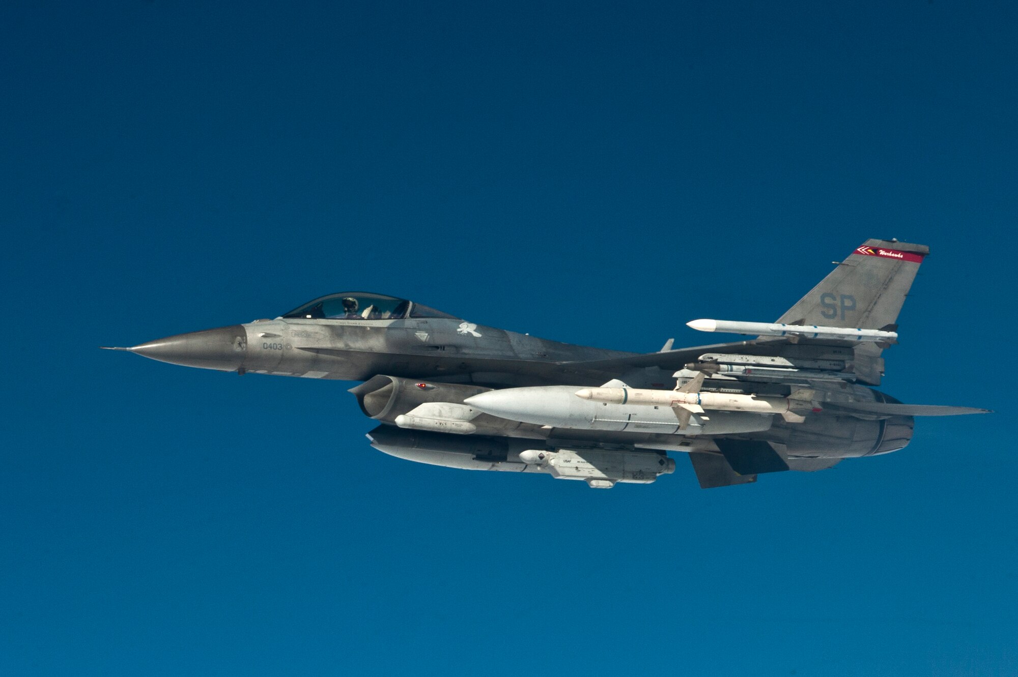 An F-16 Fighting Falcon from the 480th Fighter Squadron from the 52nd Fighter Wing, Spangdahlem Air Base, Germany, prepares to refuel during Red Flag 13-2 above the Nevada Test and Training Range Jan. 25, 2013. One of the 52nd Fighter Wings priorities is to forge leaders at every level which is in line with the Red Flag mission of maximizing the combat readiness and survivability of participants by providing a realistic training environment and a forum that encourages a free exchange of ideas.  (U.S. Air Force Photo by Airman 1st Class Jason Couillard)