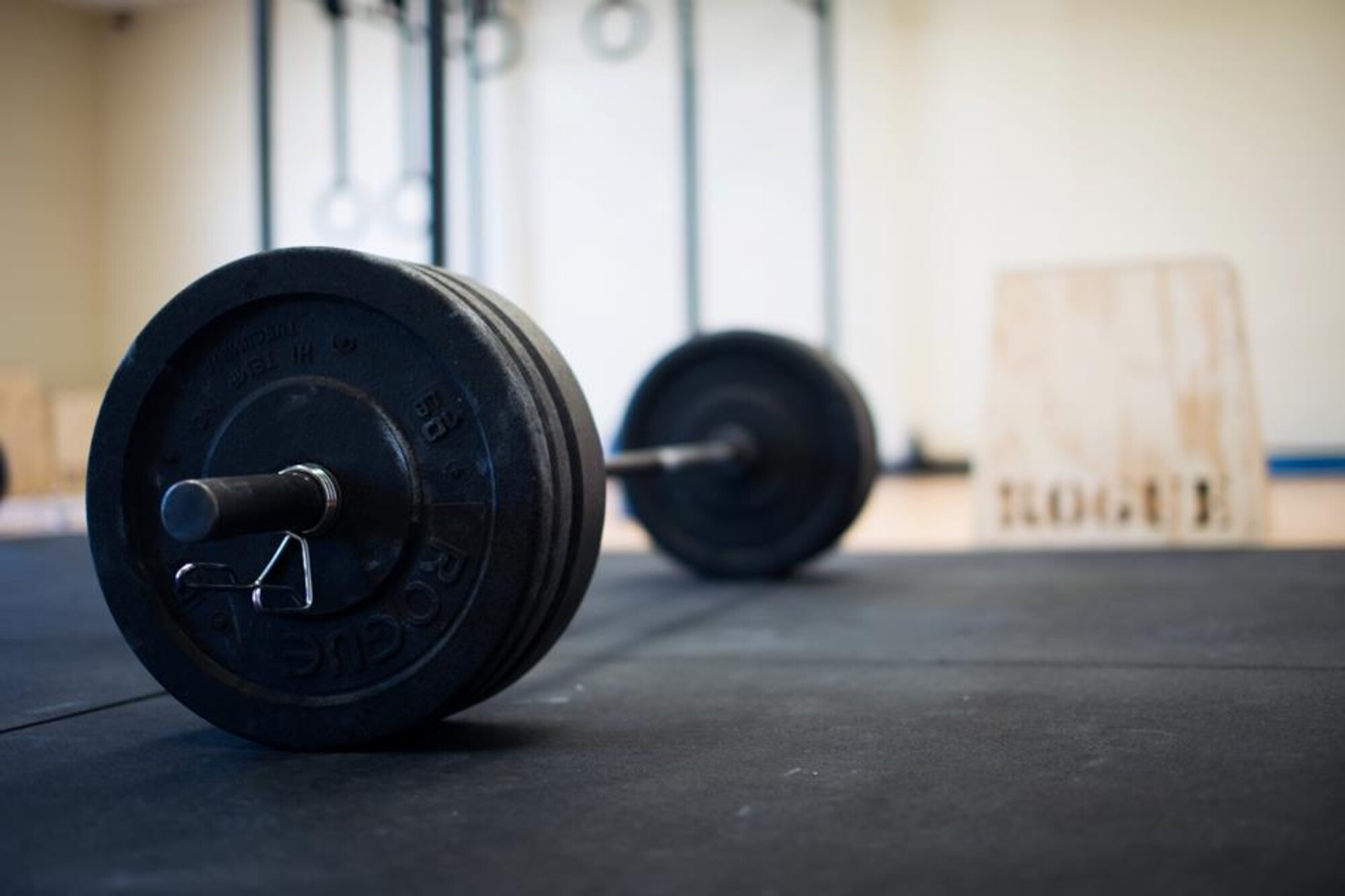 A barbell set up with weight, ready for a WOD in the Raptor Cage. (Courtesy photo)