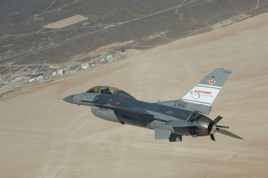 The test jet for the Automatic Collision Avoidance Technology (ACAT), which led to development of the Hybrid Flight Control Computer (HLFCC), for implementation on F-16s.  (NASA Image)